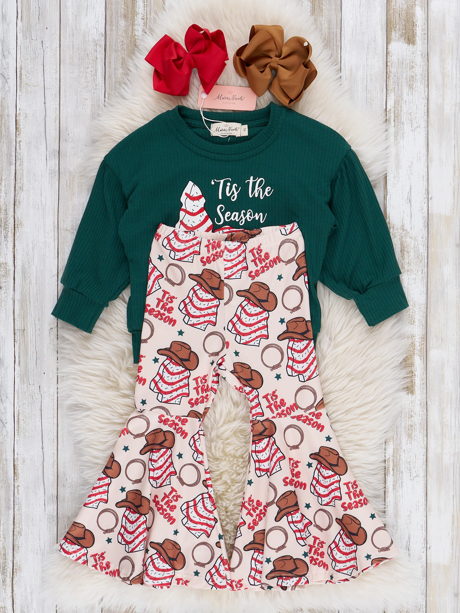 "Tis the Season" Tree Cake Bell Bottoms Outfit - Image 2