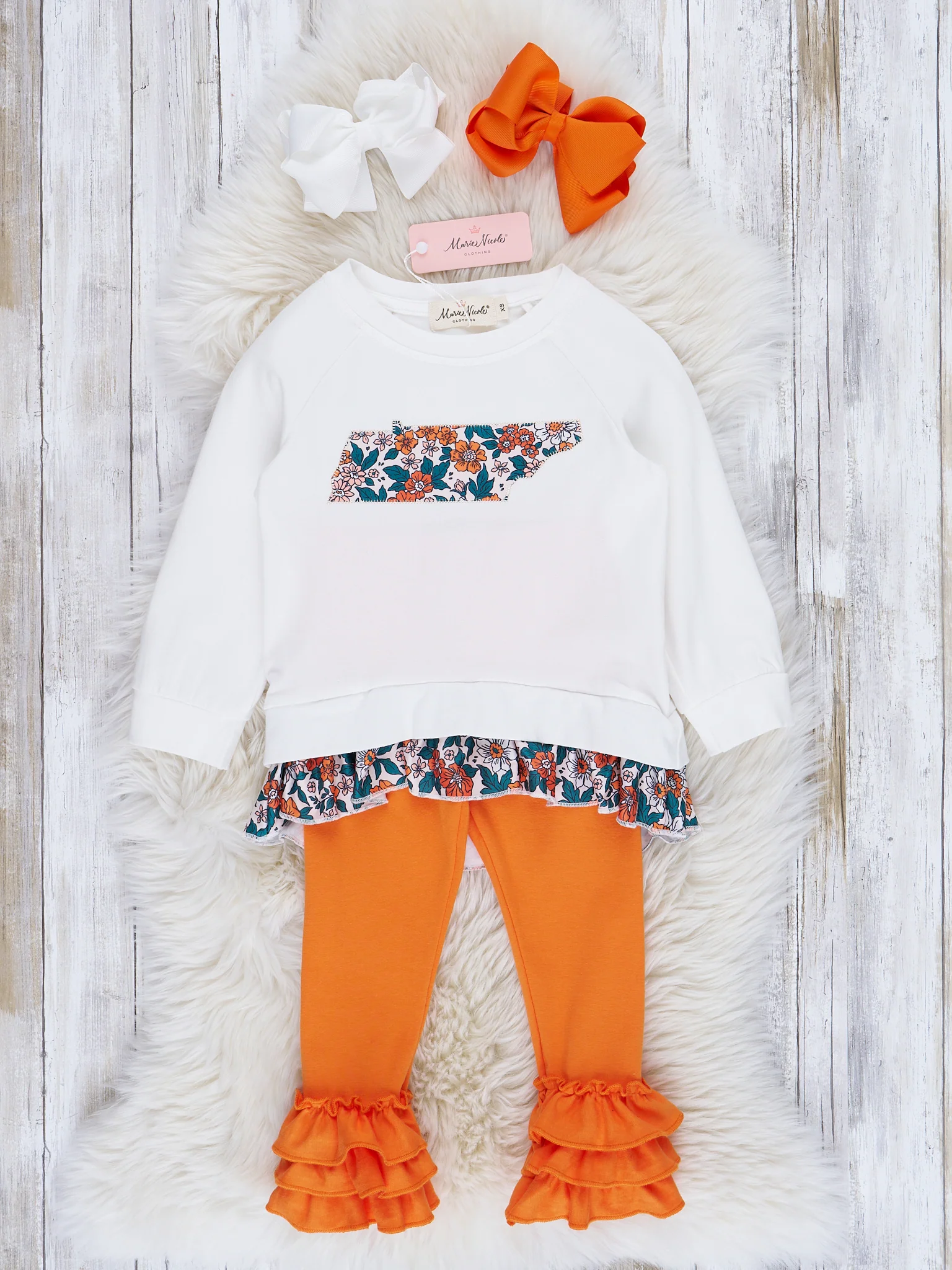 TN Orange Floral Cupcake Legging Outfit