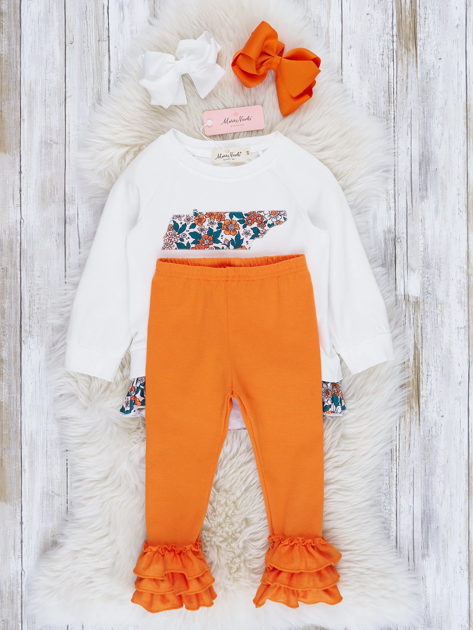 TN Orange Floral Cupcake Legging Outfit - Image 2