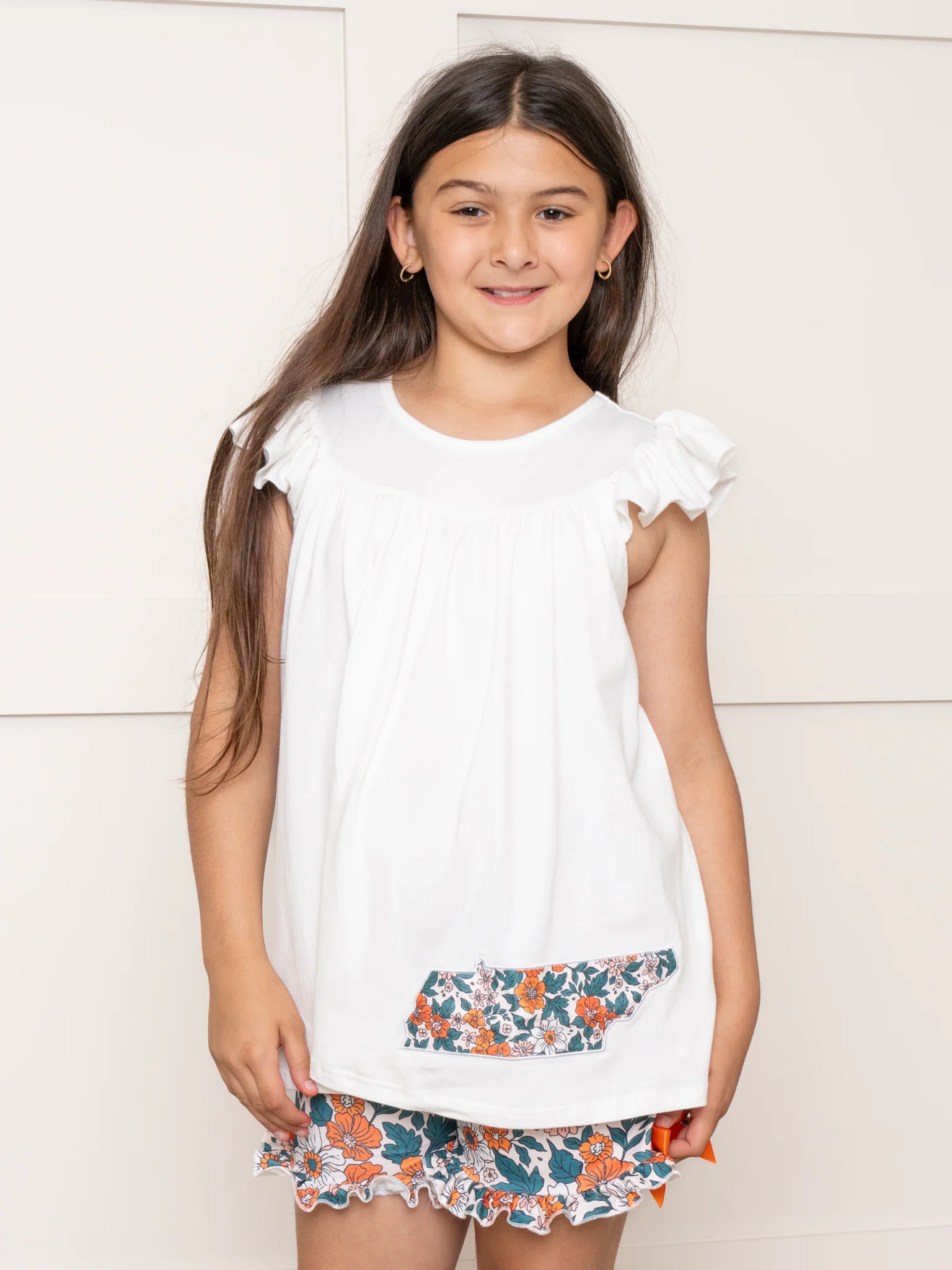 TN Orange Floral Ruffle Outfit - Image 2