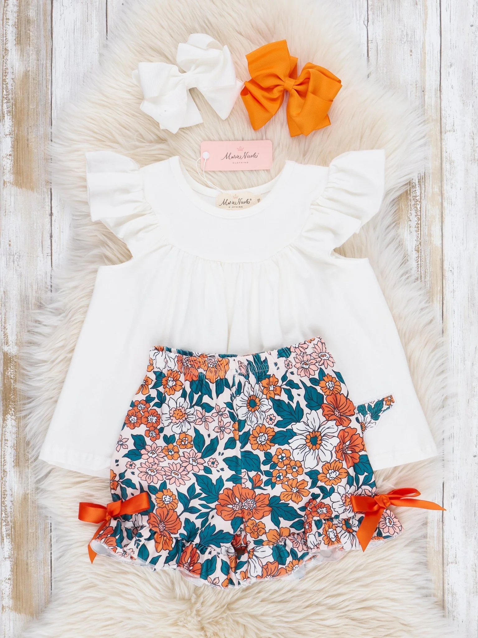 TN Orange Floral Ruffle Outfit - Image 3