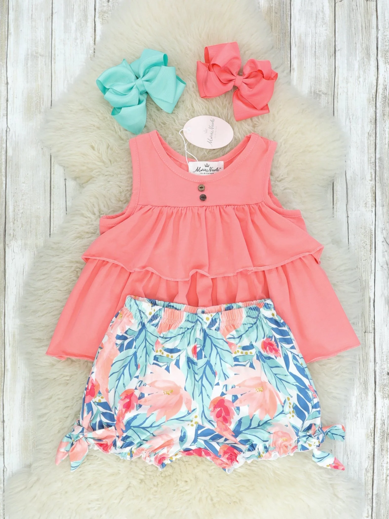 Tropical Floral Ruffle Shorts Outfit - Image 2