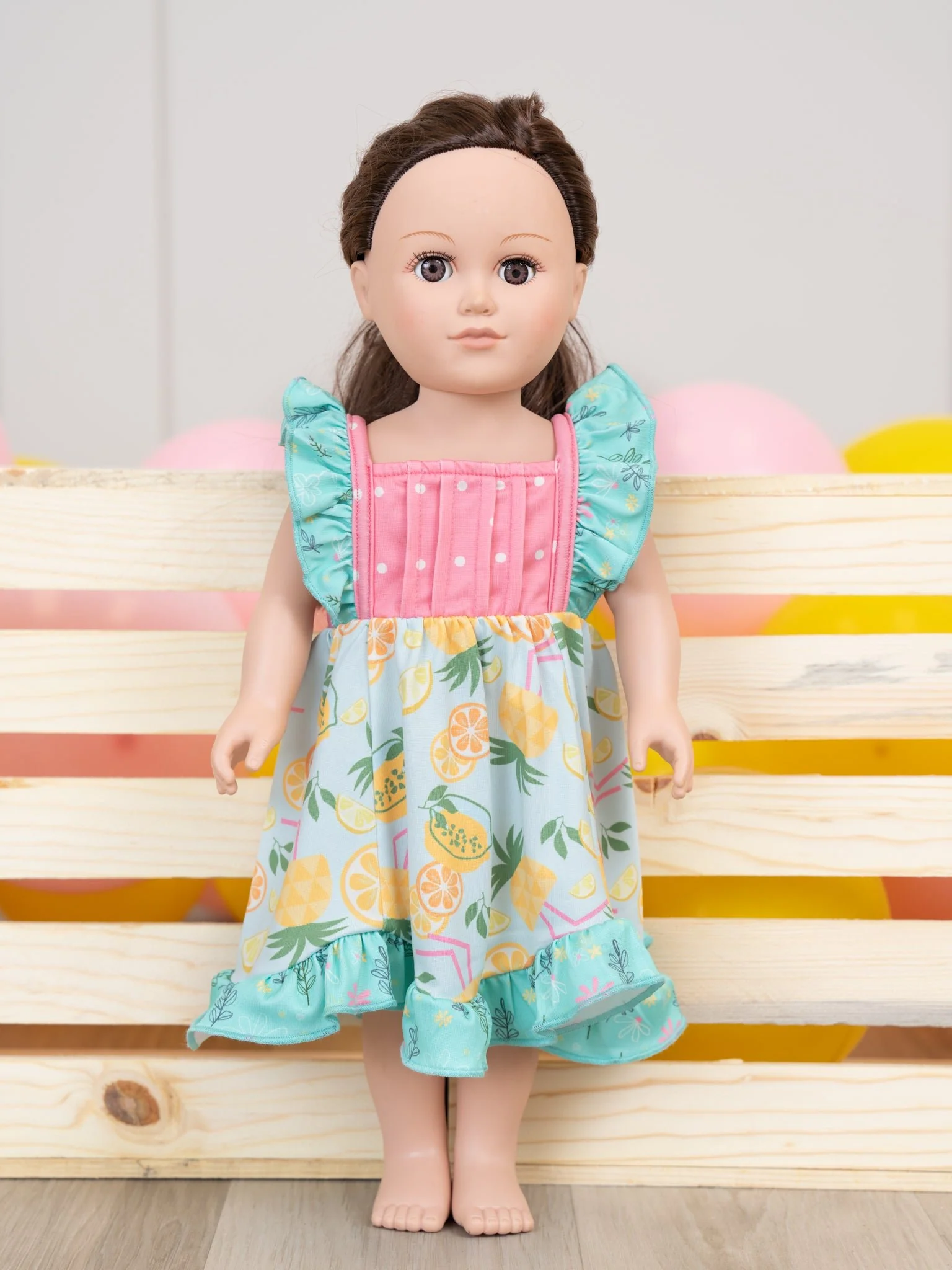 Tropical Twist Ruffle Tank 18 Inch Doll Dress