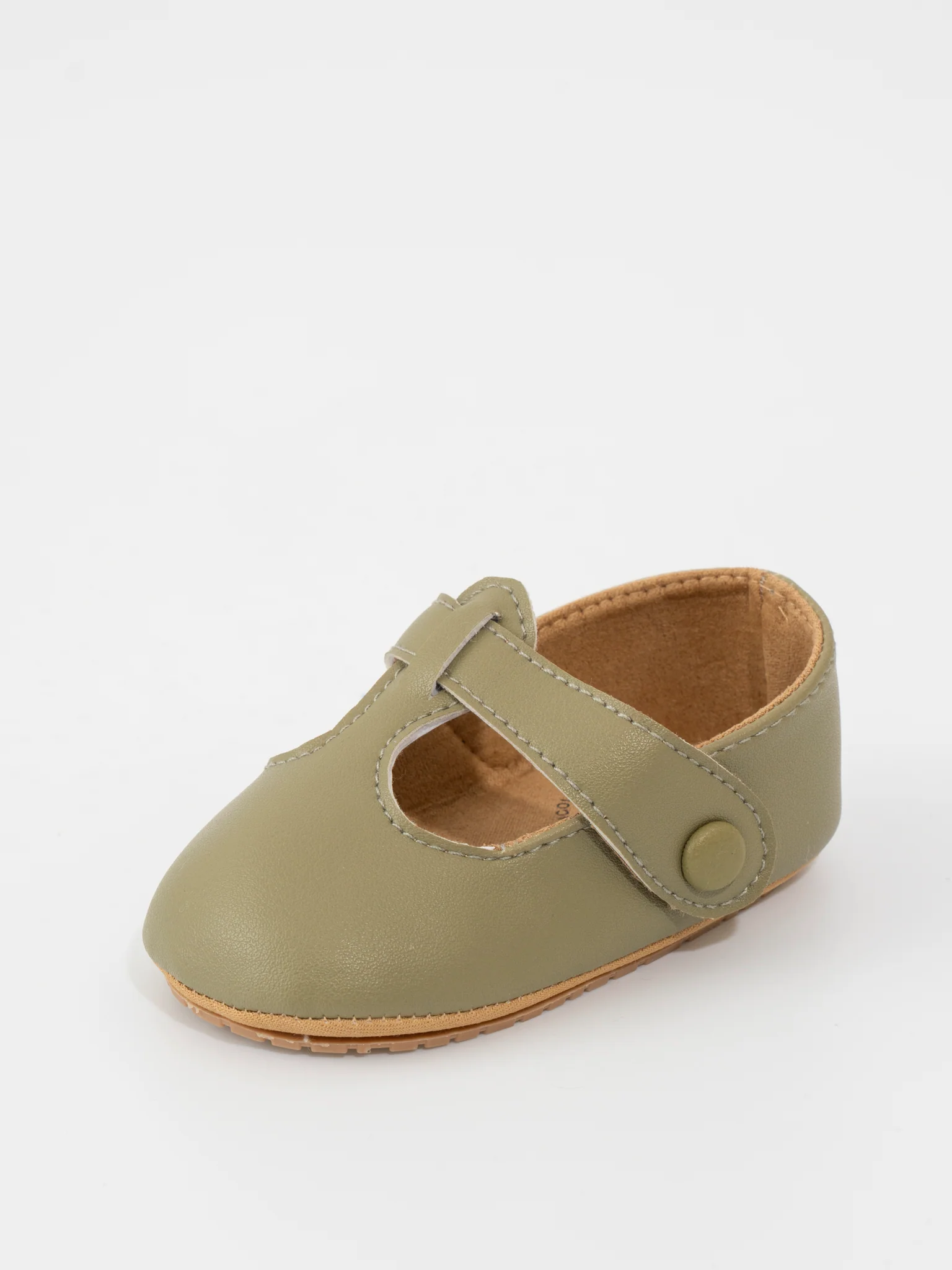 T-Strap Mary Jane Baby Shoe Olive - Image 4