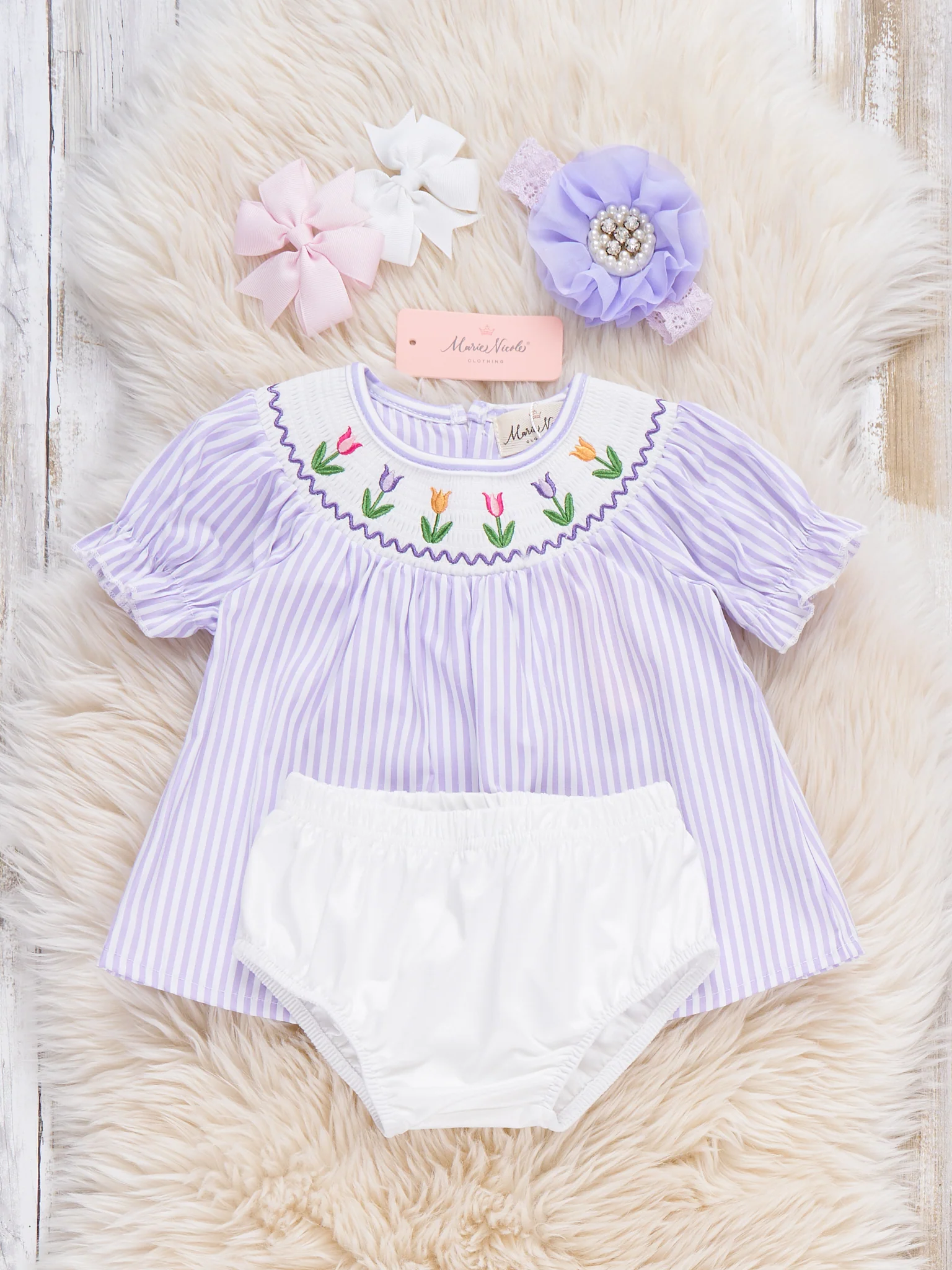 Tulip Smocked Striped Bloomers Outfit - Image 3