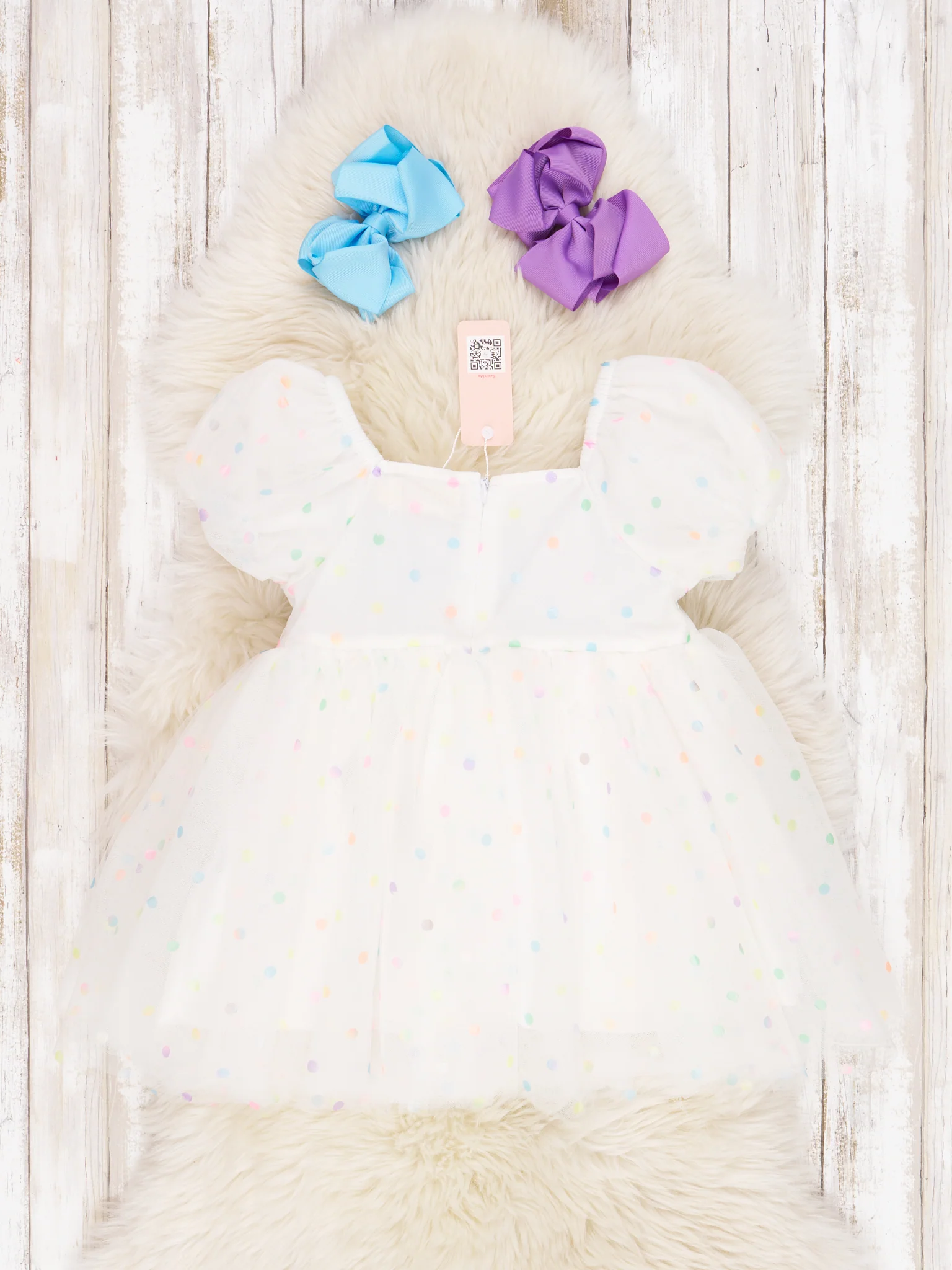 Tulle Polka Dot Bow Dress - Image 2