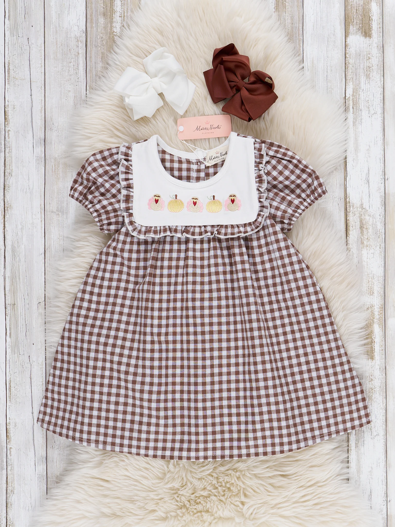Turkey Flock Gingham Dress