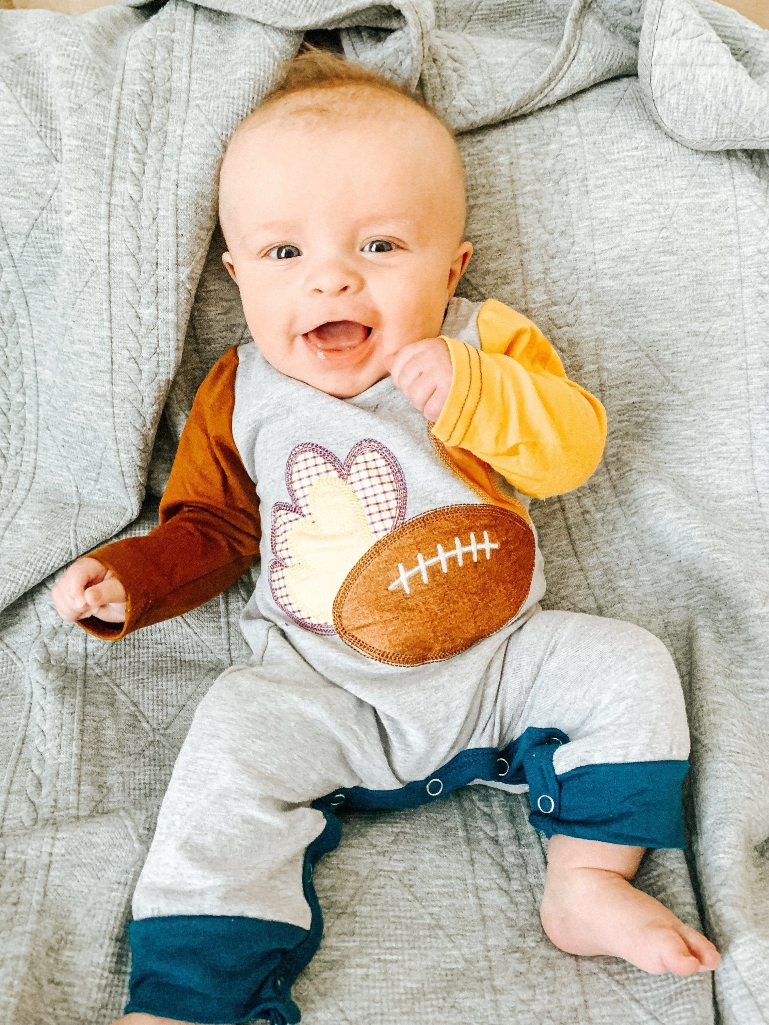 Turkey Football Long Sleeve Romper - Image 4