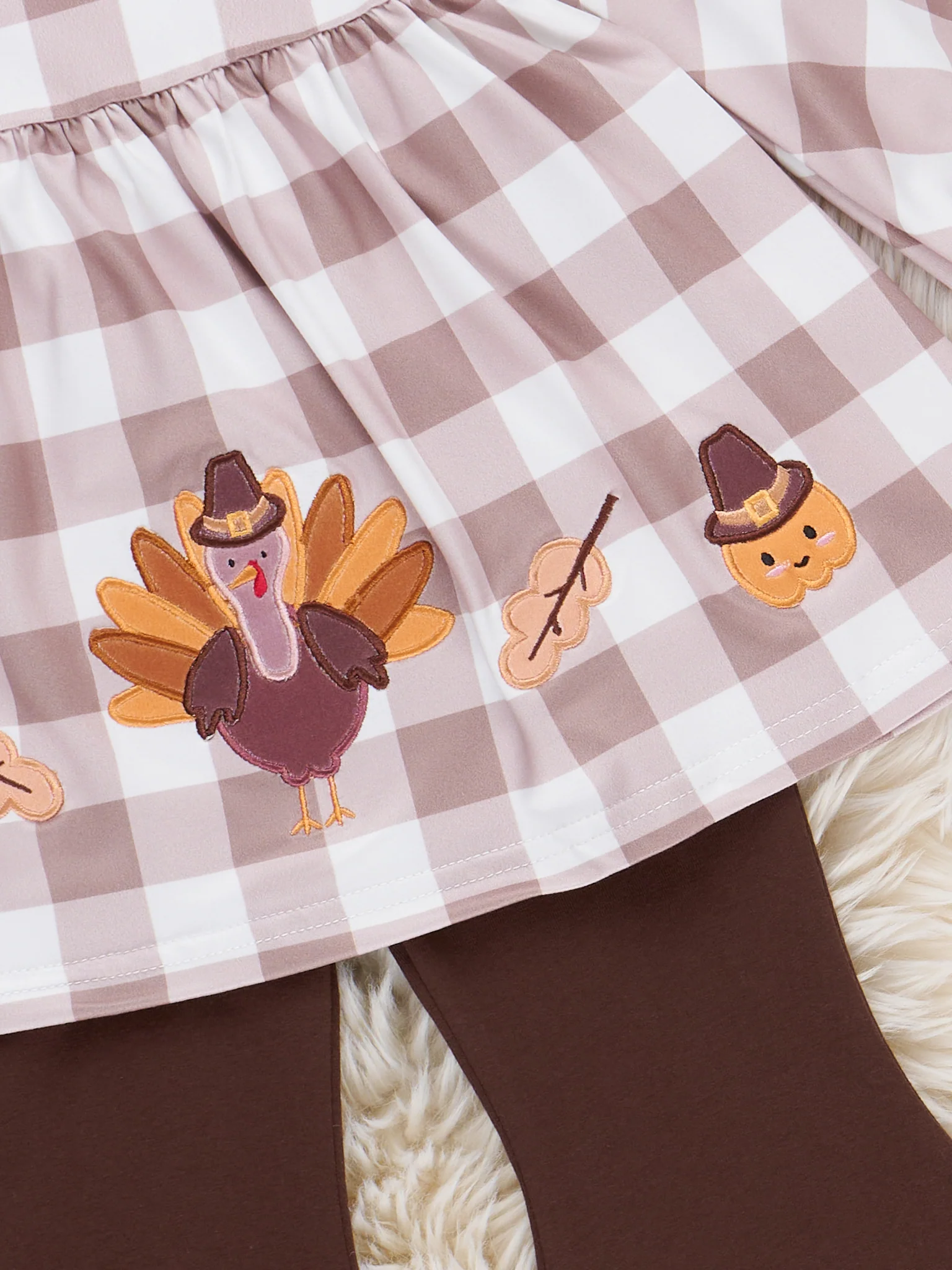 Turkey Gingham Celebration Embroidered Bell Bottom Outfit - Image 3