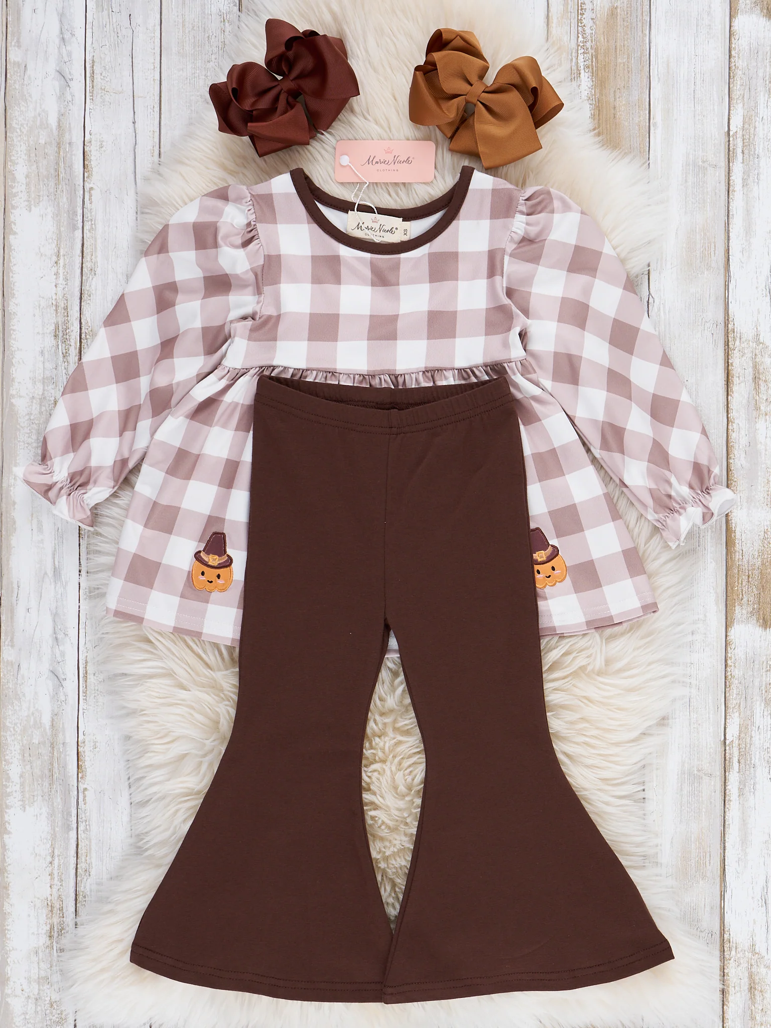 Turkey Gingham Celebration Embroidered Bell Bottom Outfit - Image 4