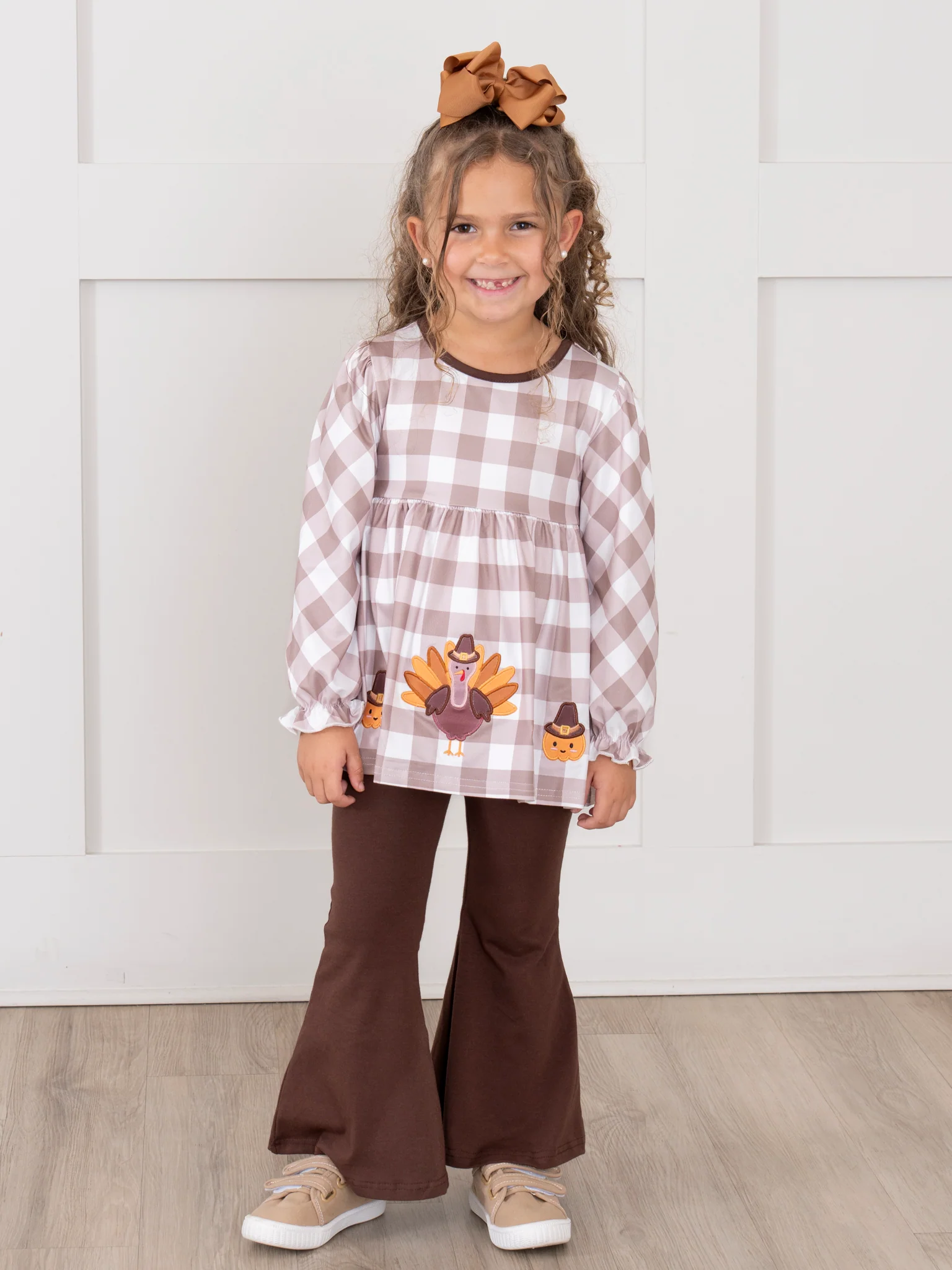 Turkey Gingham Celebration Embroidered Bell Bottom Outfit - Image 5