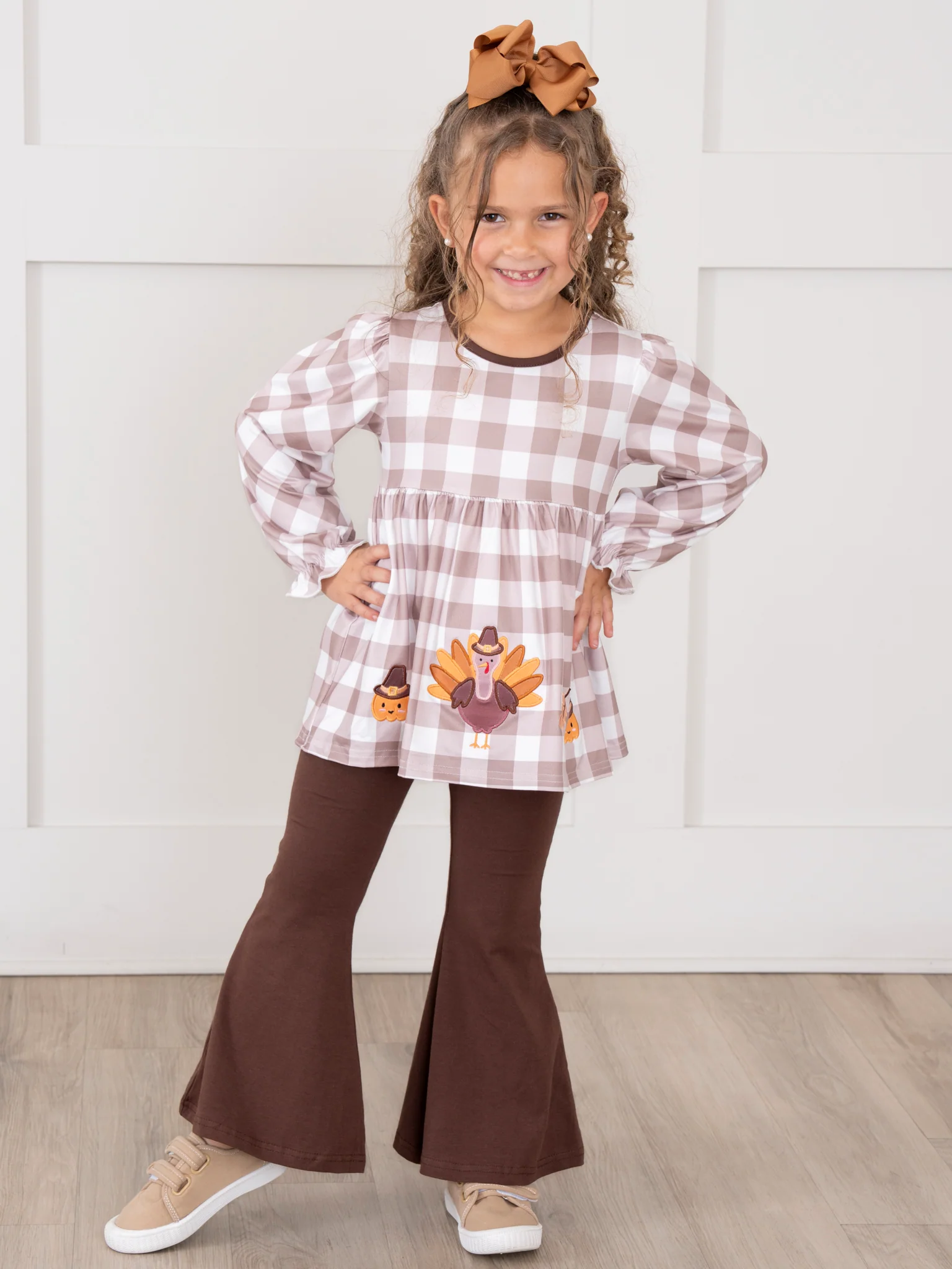 Turkey Gingham Celebration Embroidered Bell Bottom Outfit - Image 6