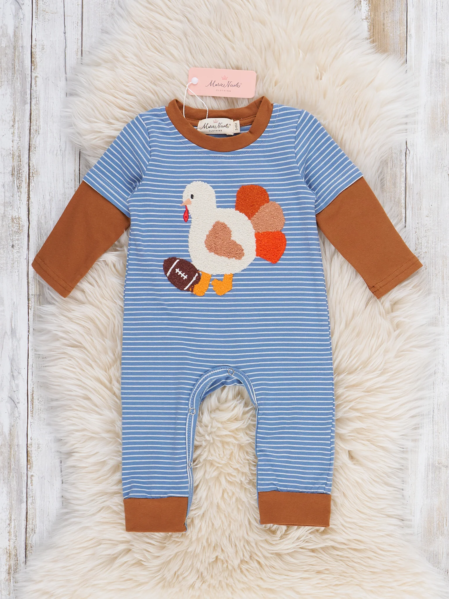 Turkey's Game Day Striped Romper