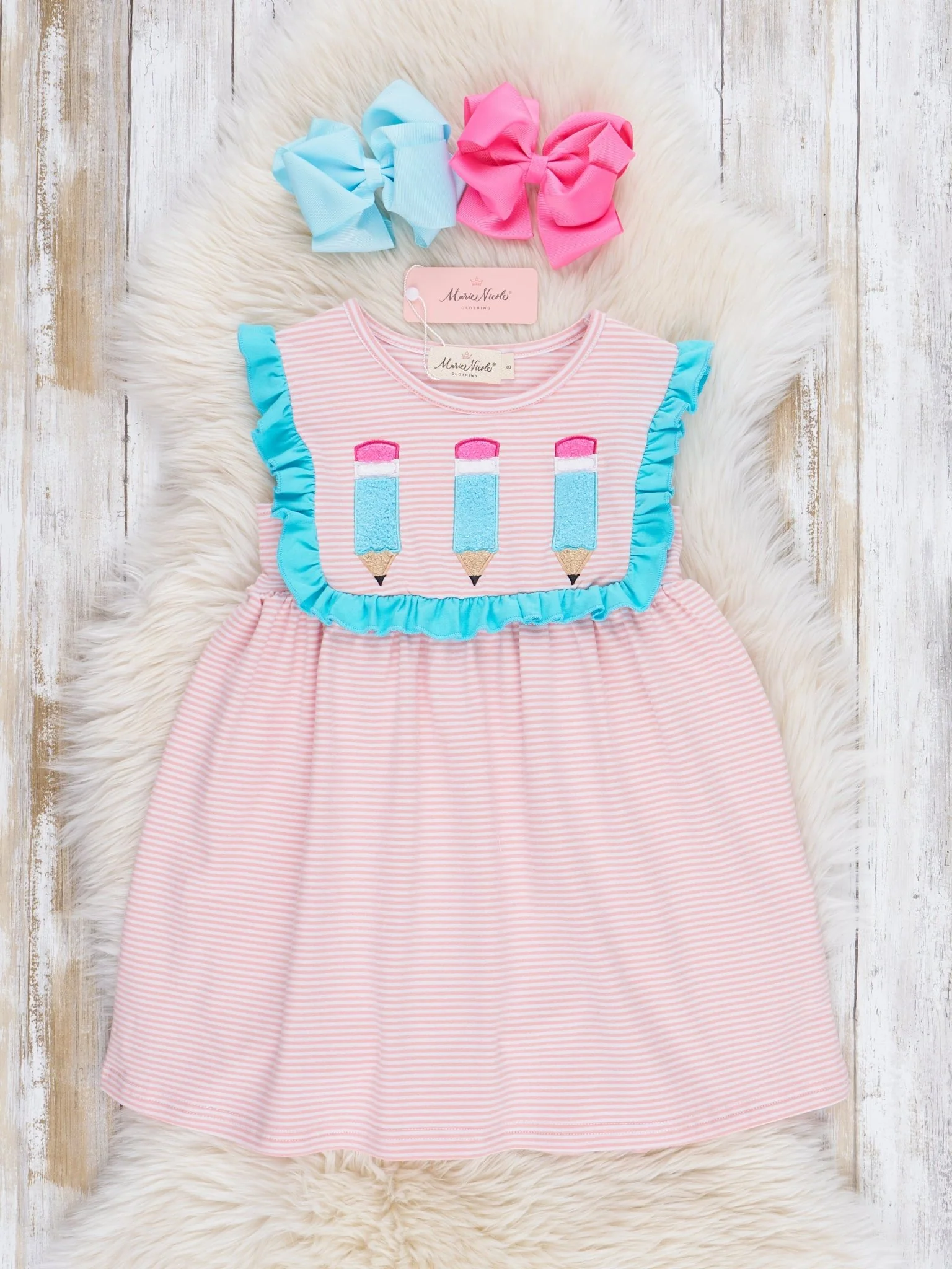 Turquoise Embroidered Pencil Ruffle Dress