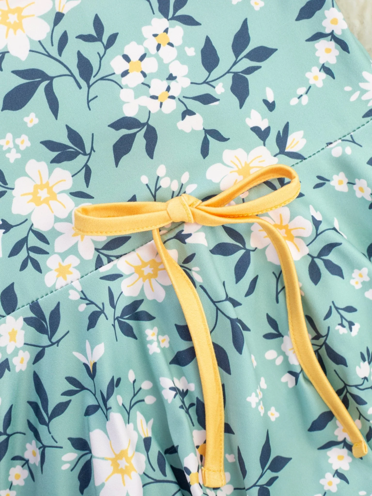 Turquoise Floral Ruffle Dress - Image 2