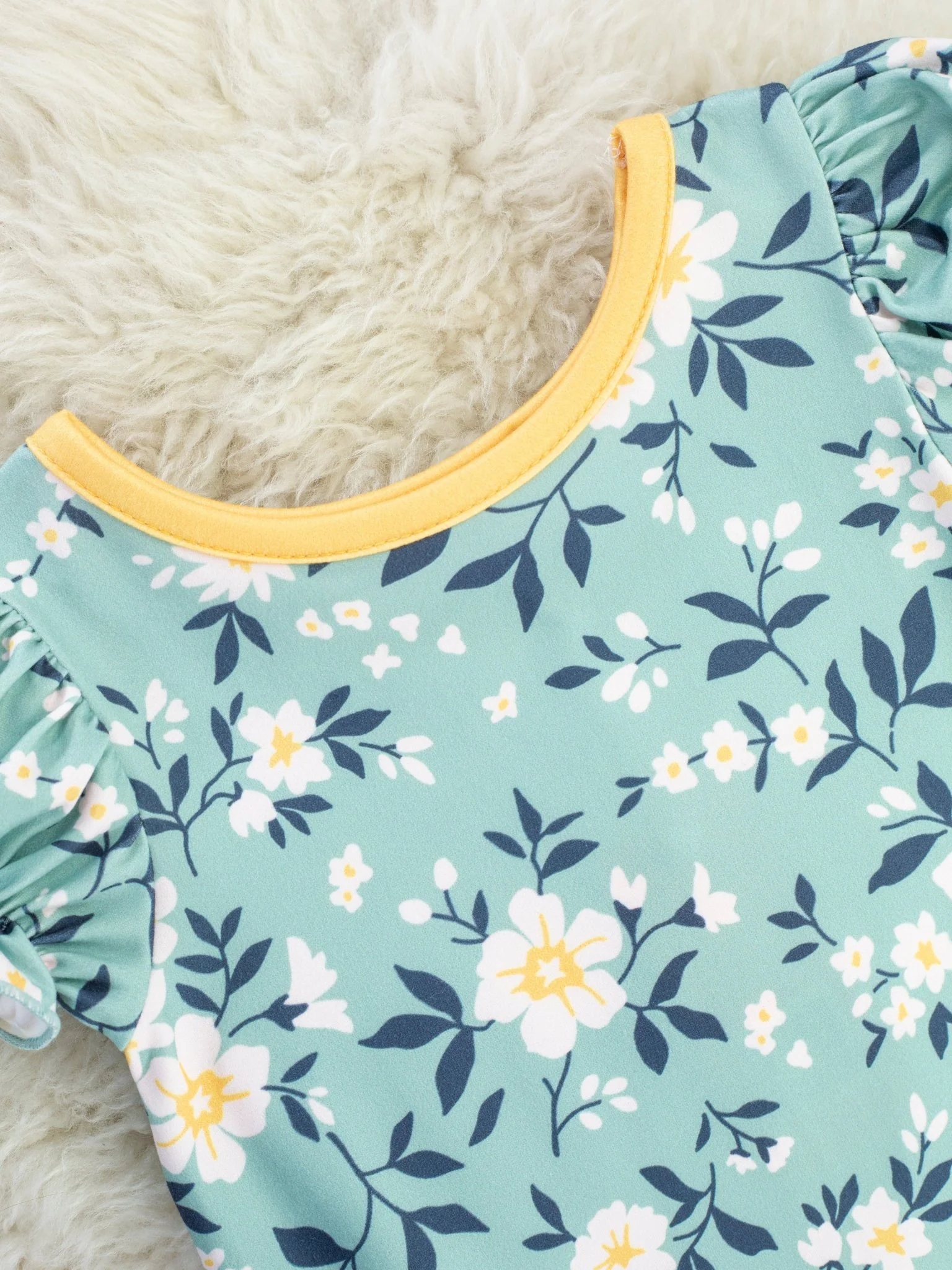 Turquoise Floral Ruffle Romper - Image 2