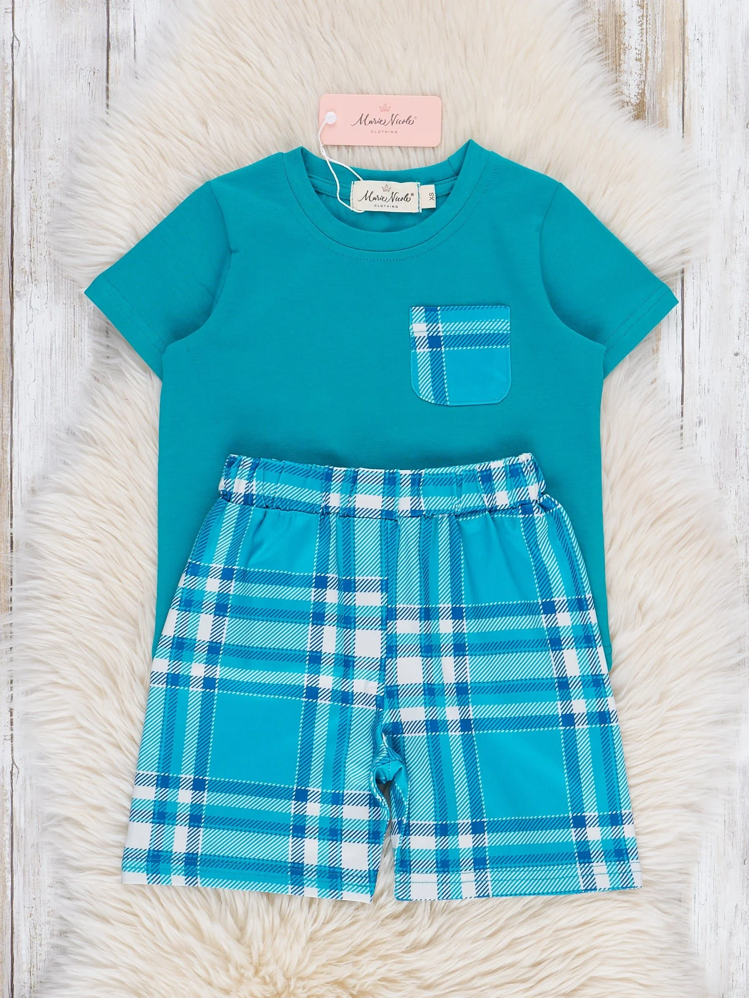 Turquoise Plaid Outfit - Image 3