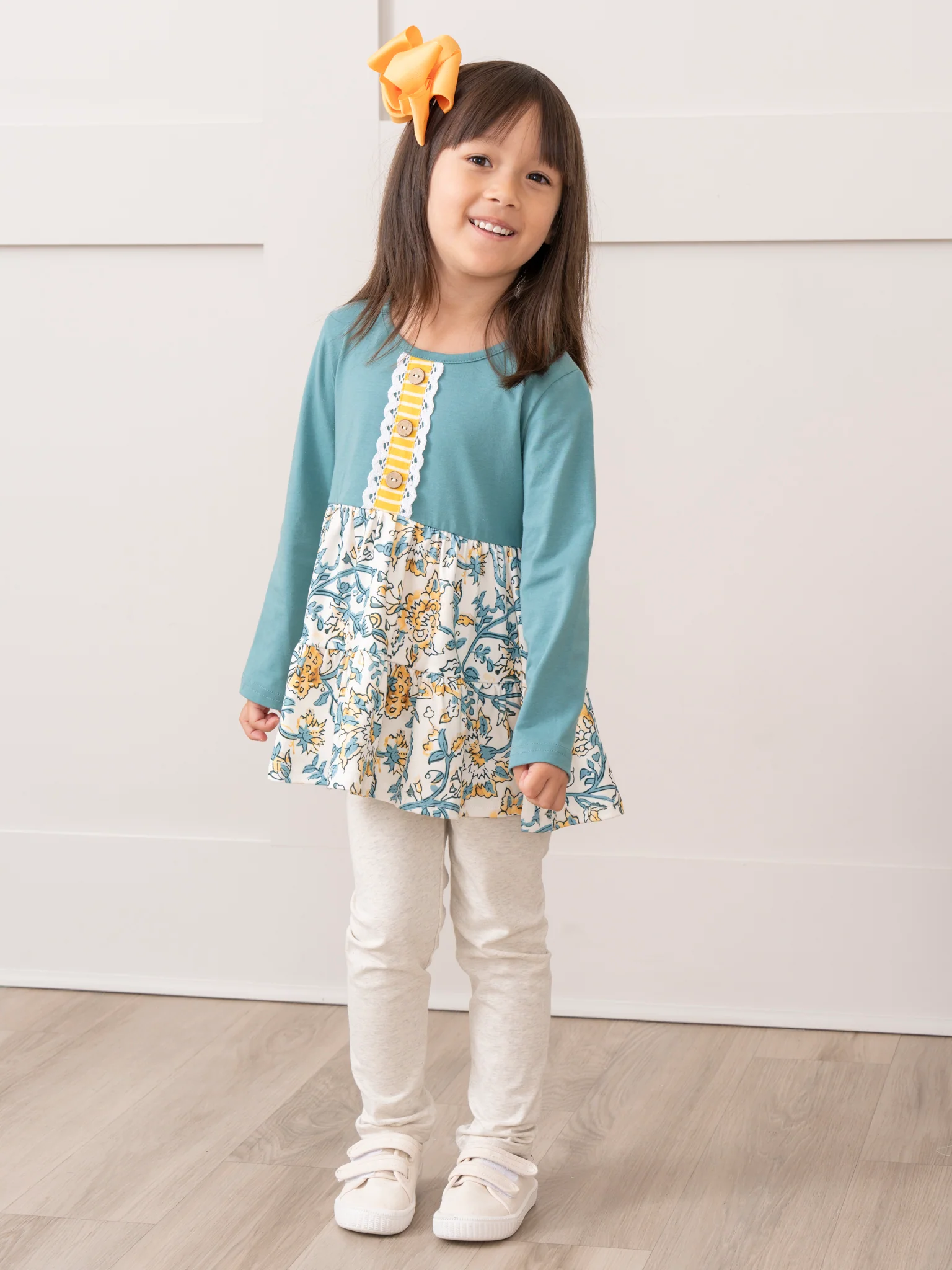 Turquoise Vintage Garden Ruffle Outfit