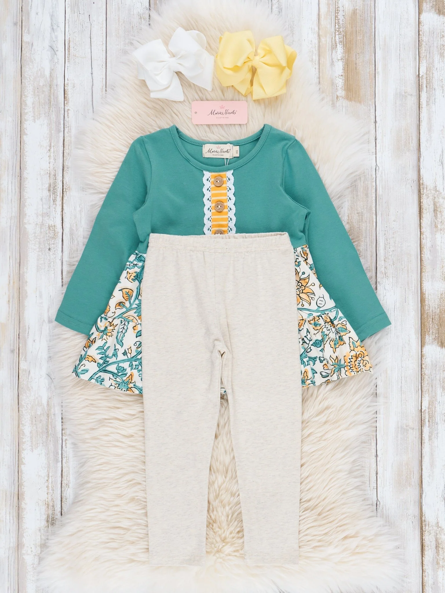 Turquoise Vintage Garden Ruffle Outfit - Image 3