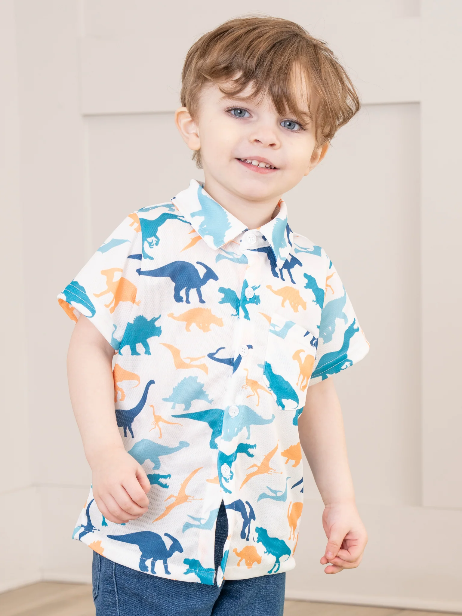 Turquoise & Yellow Dino Friends Shirt