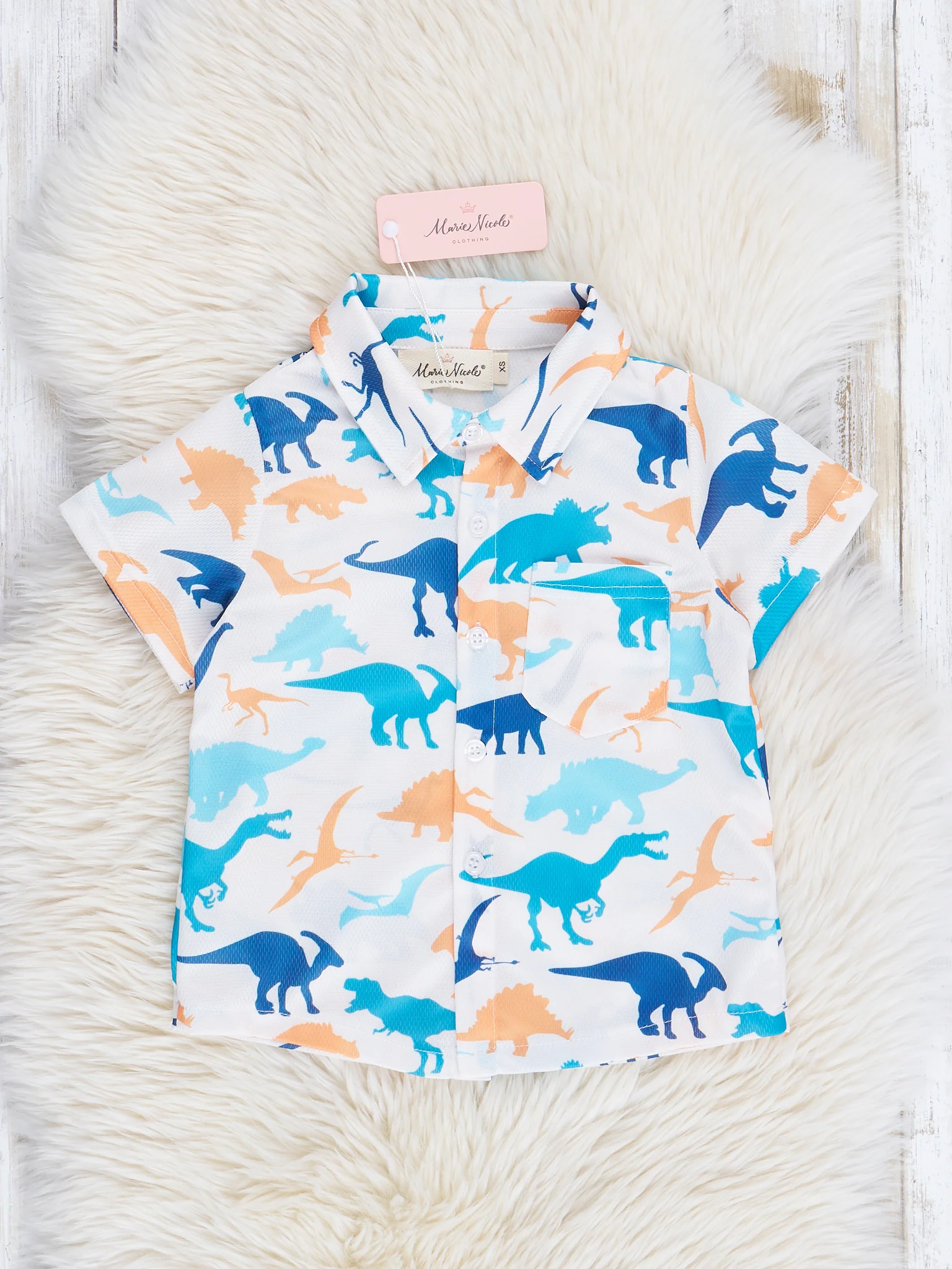 Turquoise & Yellow Dino Friends Shirt - Image 2