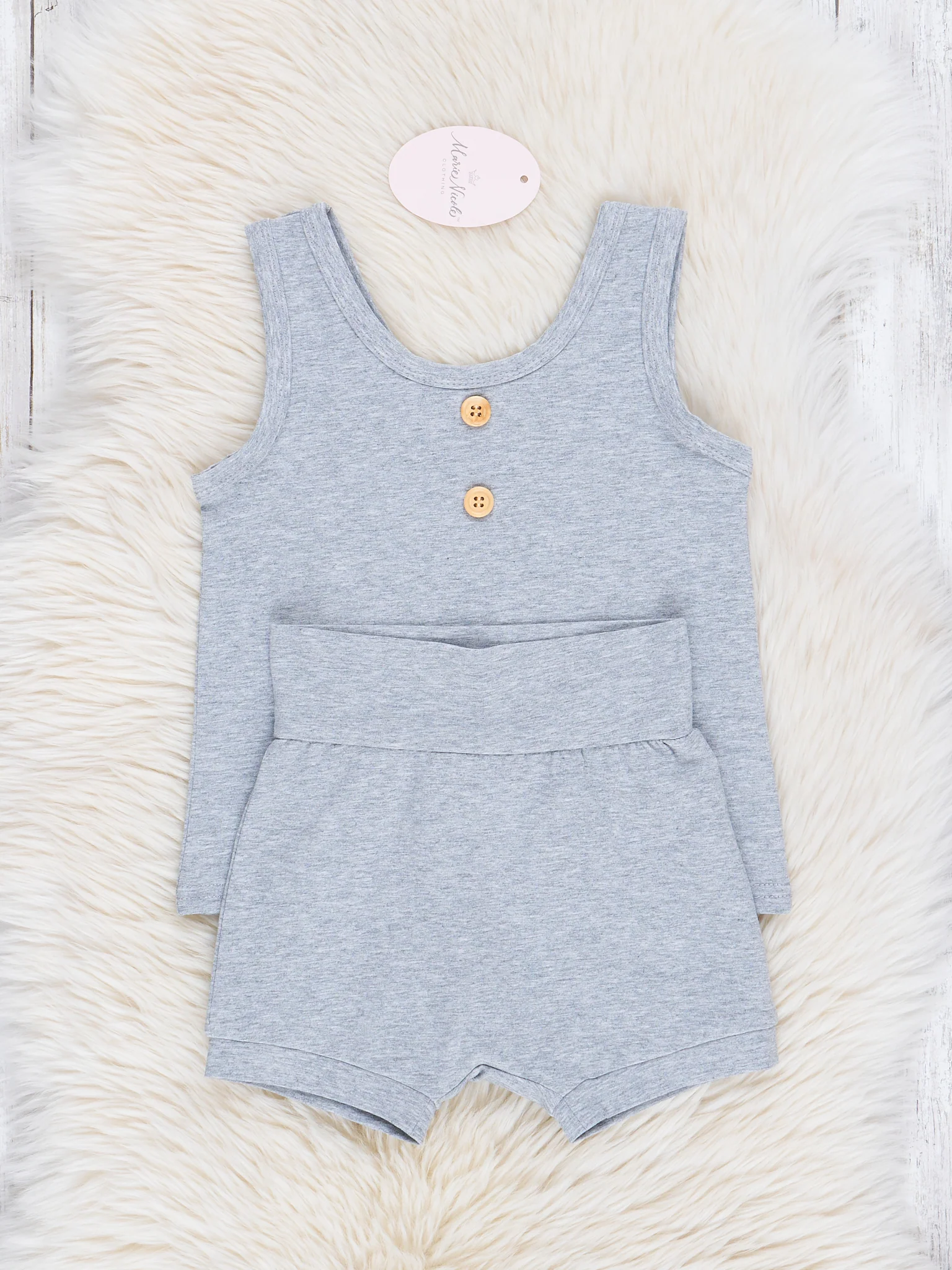 Unisex Cotton Tank & Shorts Outfit - Heather Grey - Image 4