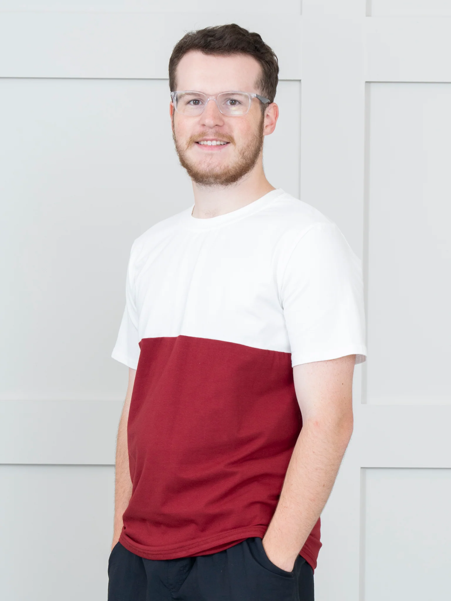 Unisex Maroon & White Color Block Shirt - Image 3