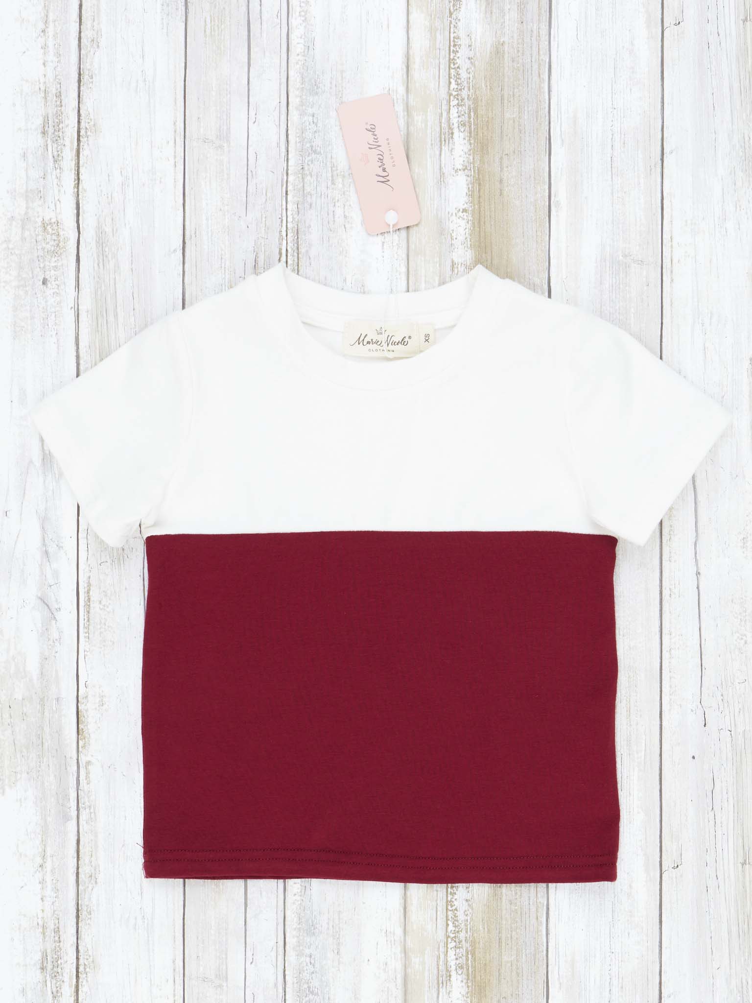 Unisex Maroon & White Color Block Shirt - Image 6
