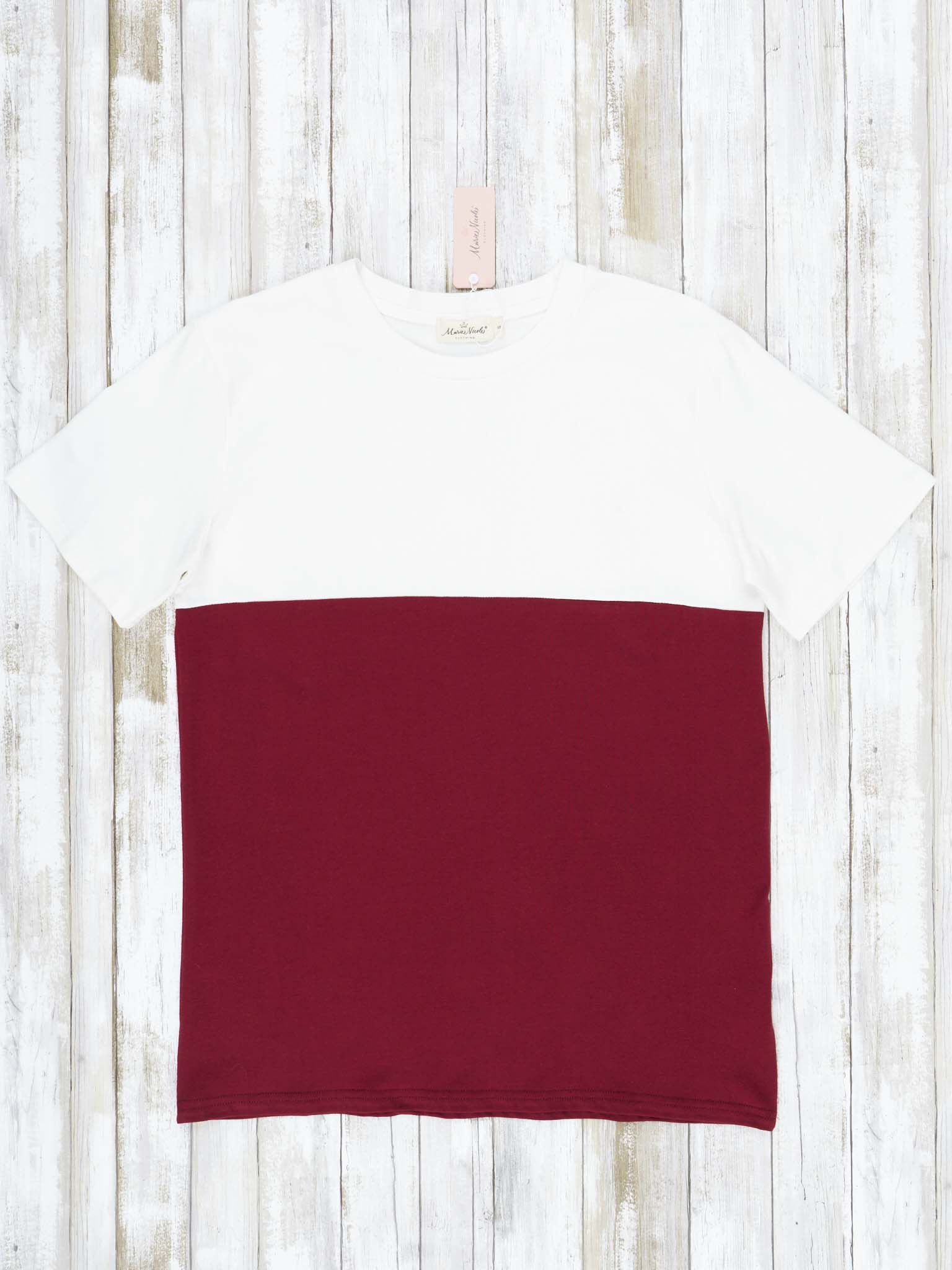 Unisex Maroon & White Color Block Shirt - Image 7