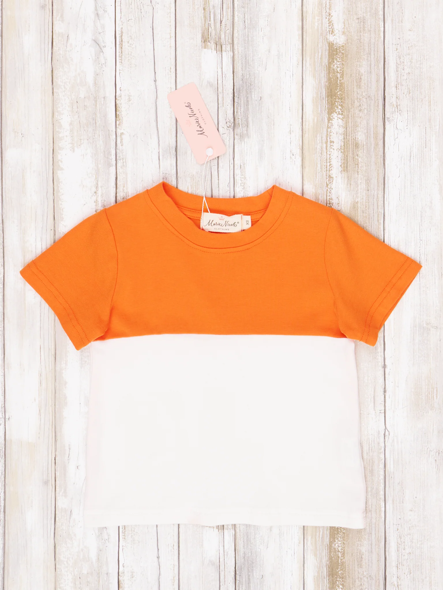 Unisex Orange & White Color Block Shirt - Image 3