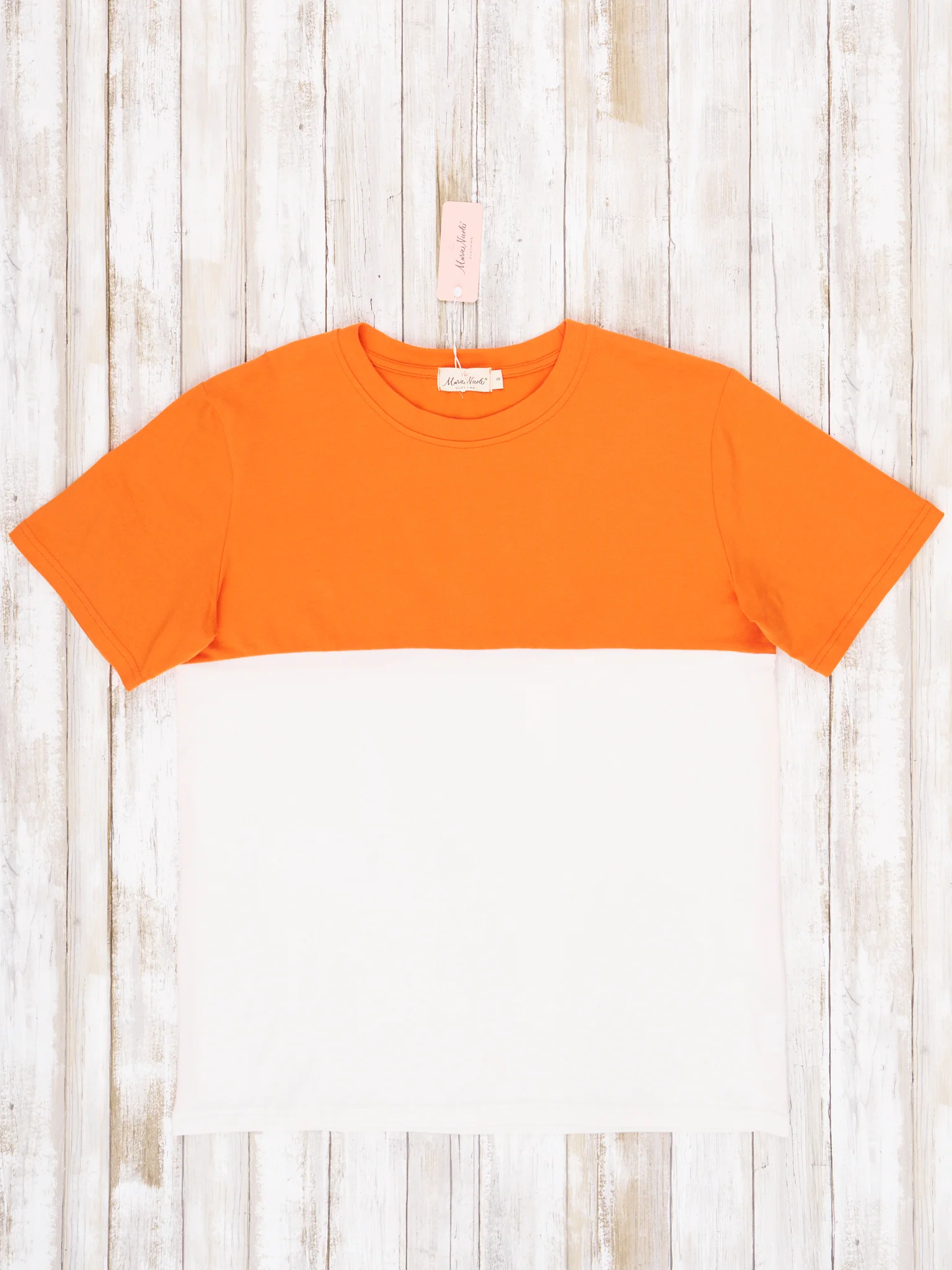 Unisex Orange & White Color Block Shirt - Image 4