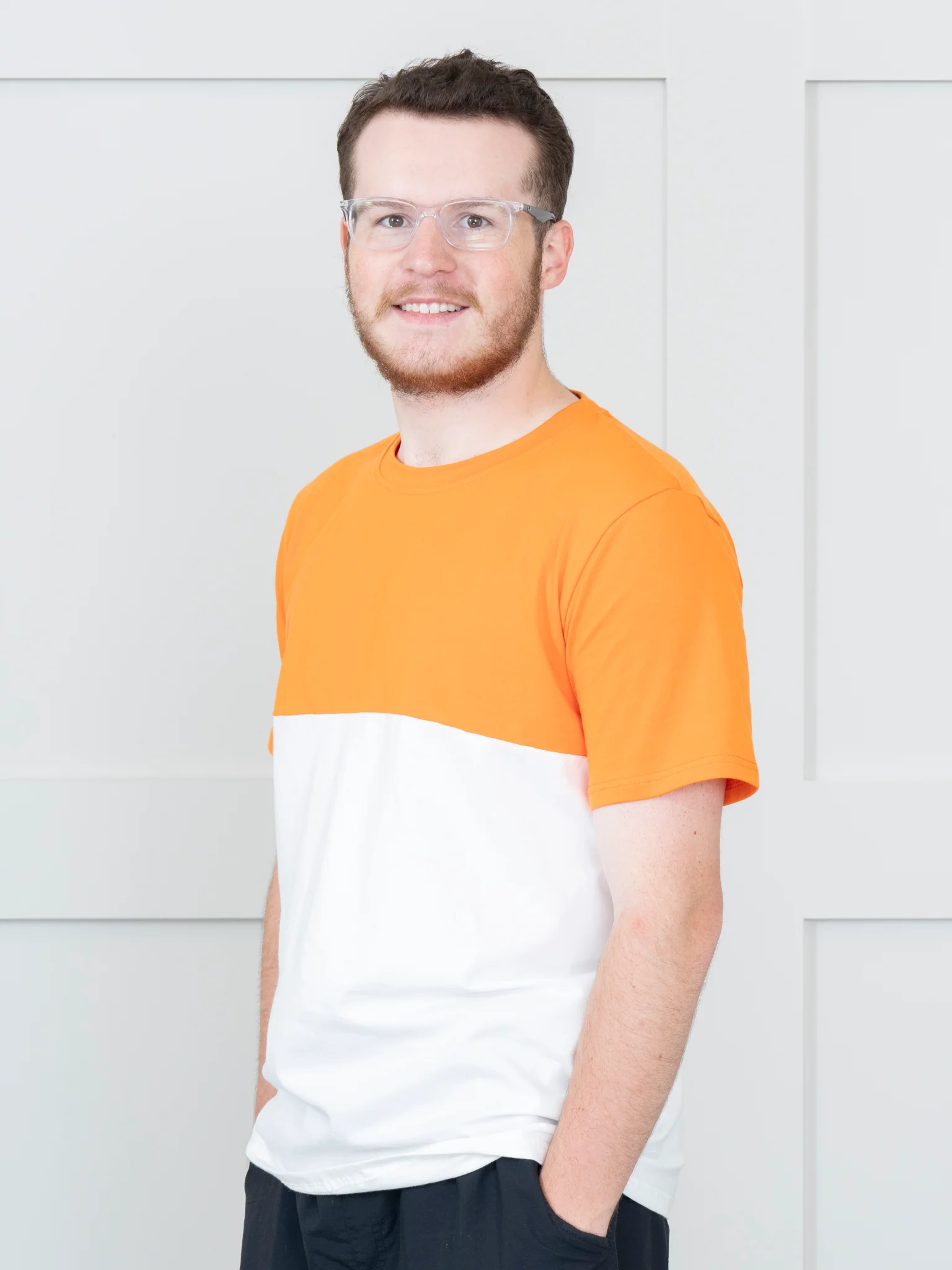 Unisex Orange & White Color Block Shirt - Image 6