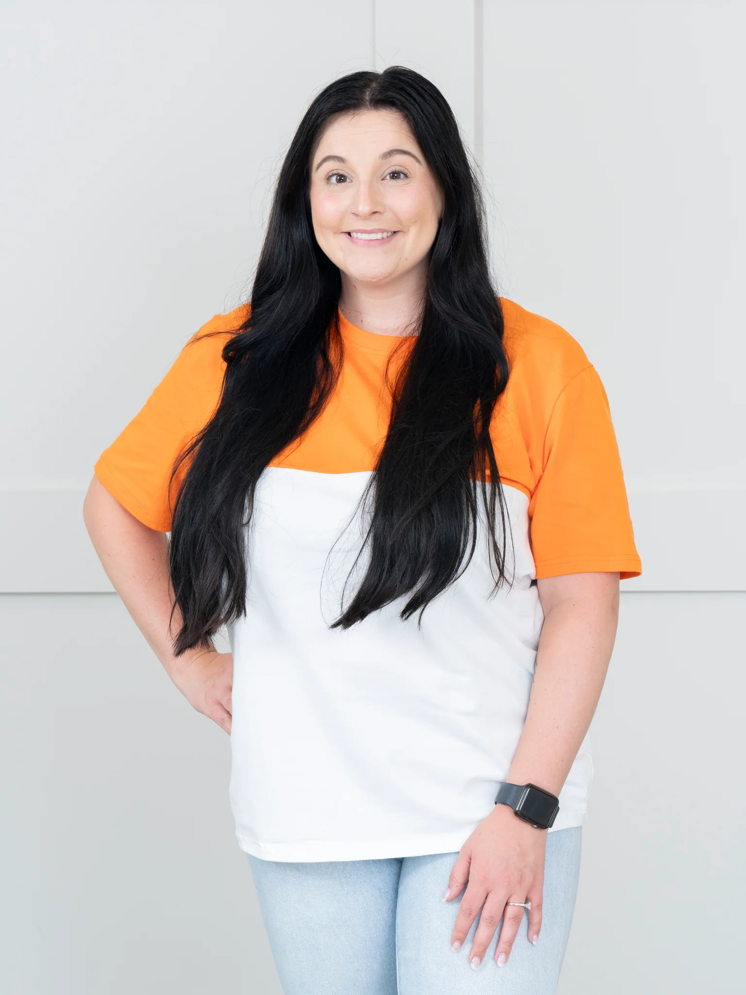 Unisex Orange & White Color Block Shirt - Image 8