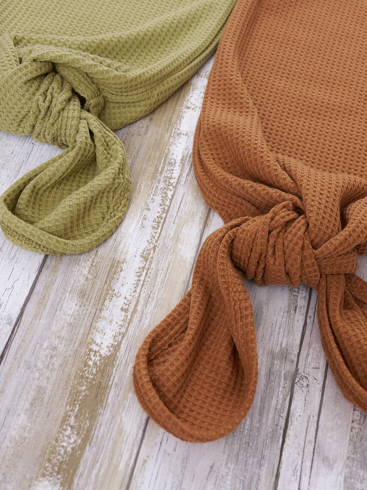 Unisex Waffle Knit Knot Gown - Russet - Image 3
