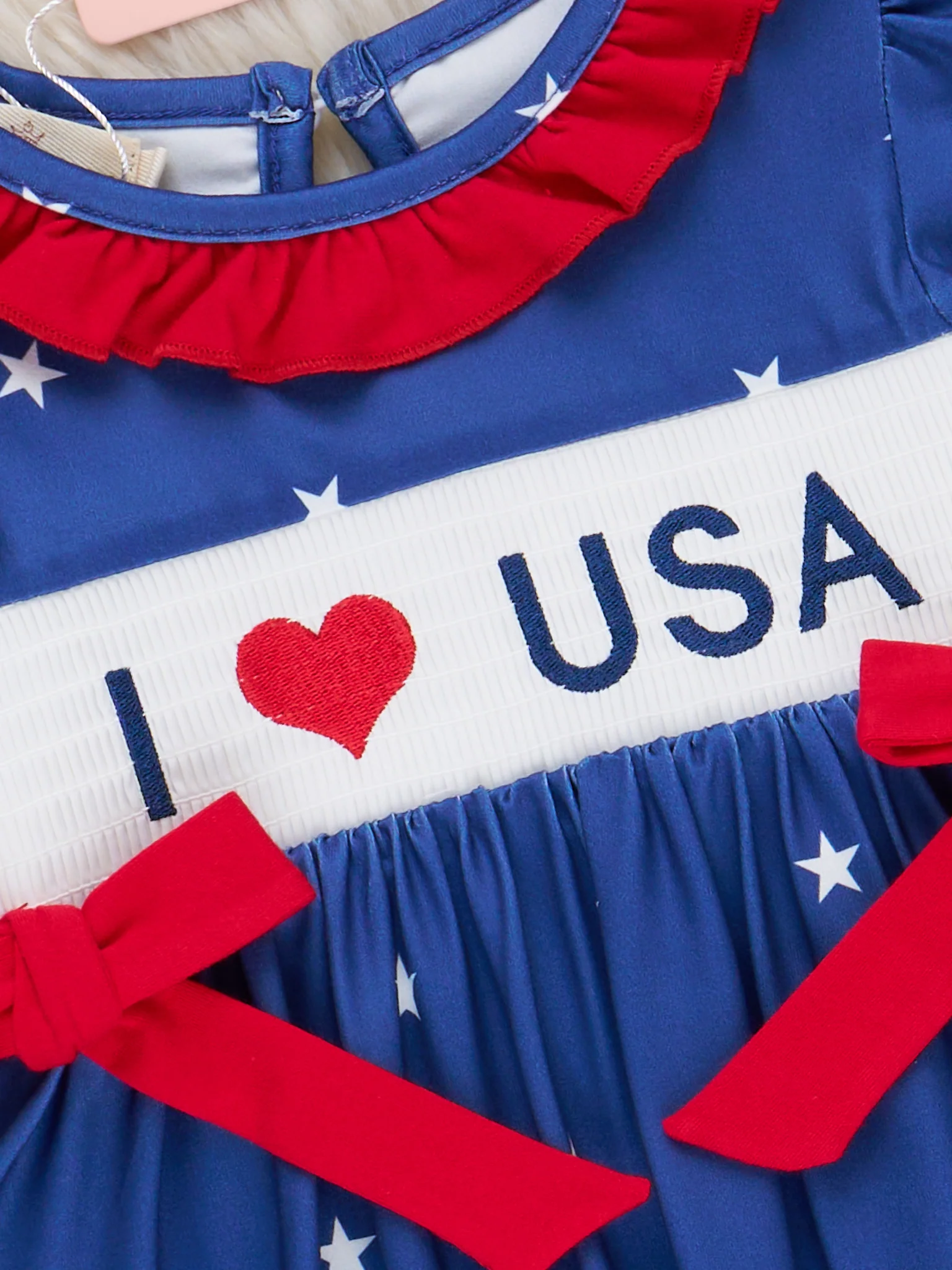 USA Love Smocked Bow Dress - Image 3