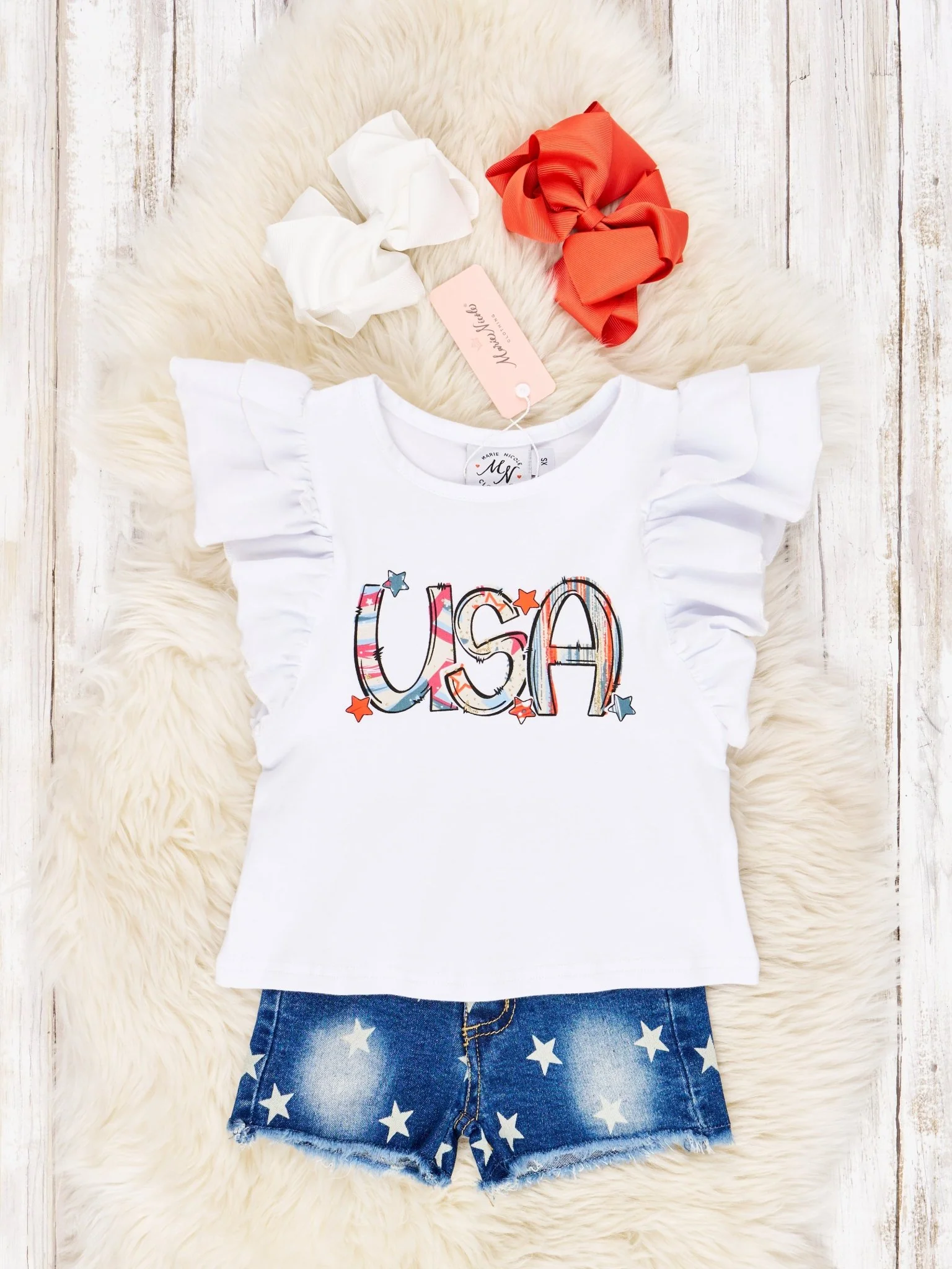 USA Ruffle Denim Outfit