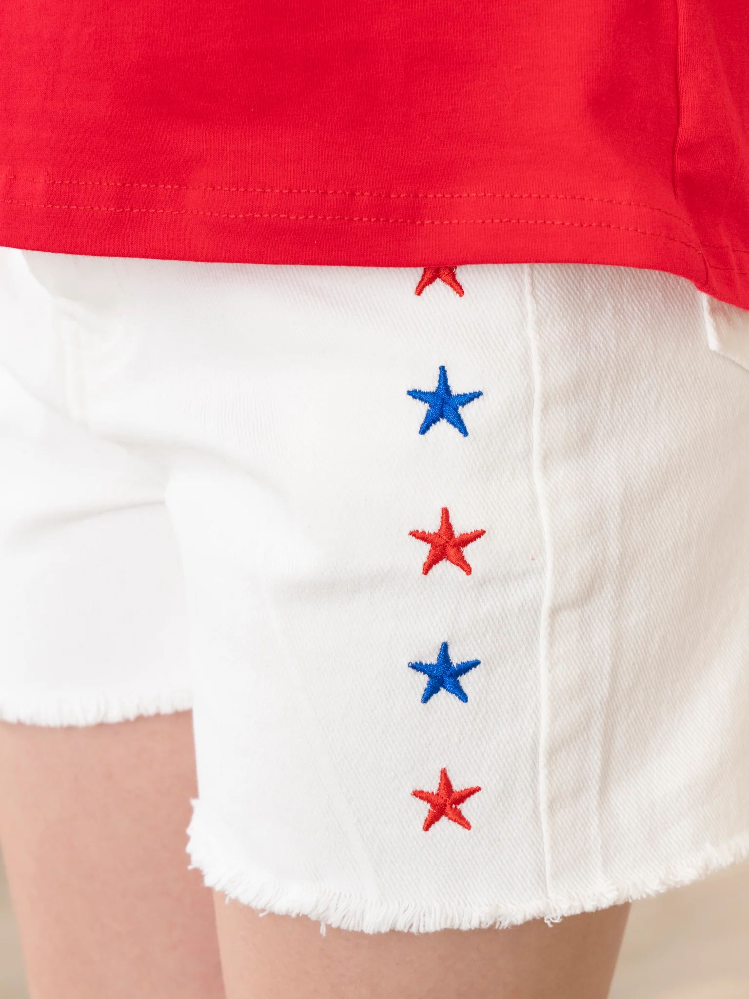 USA Stars Ruffle Denim Shorts Outfit - Image 5