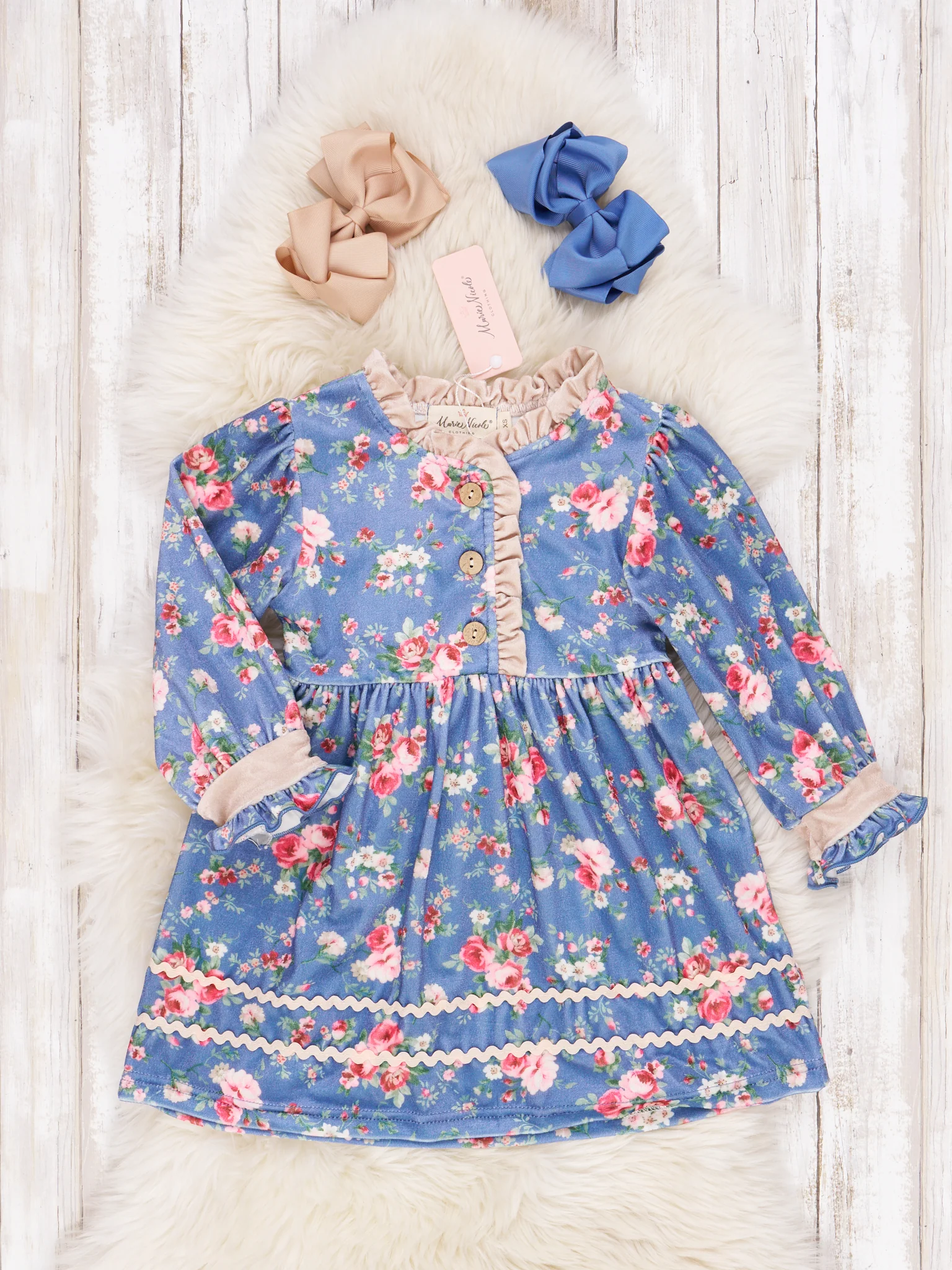 Velvet Blooming Ruffle Dress - Image 2