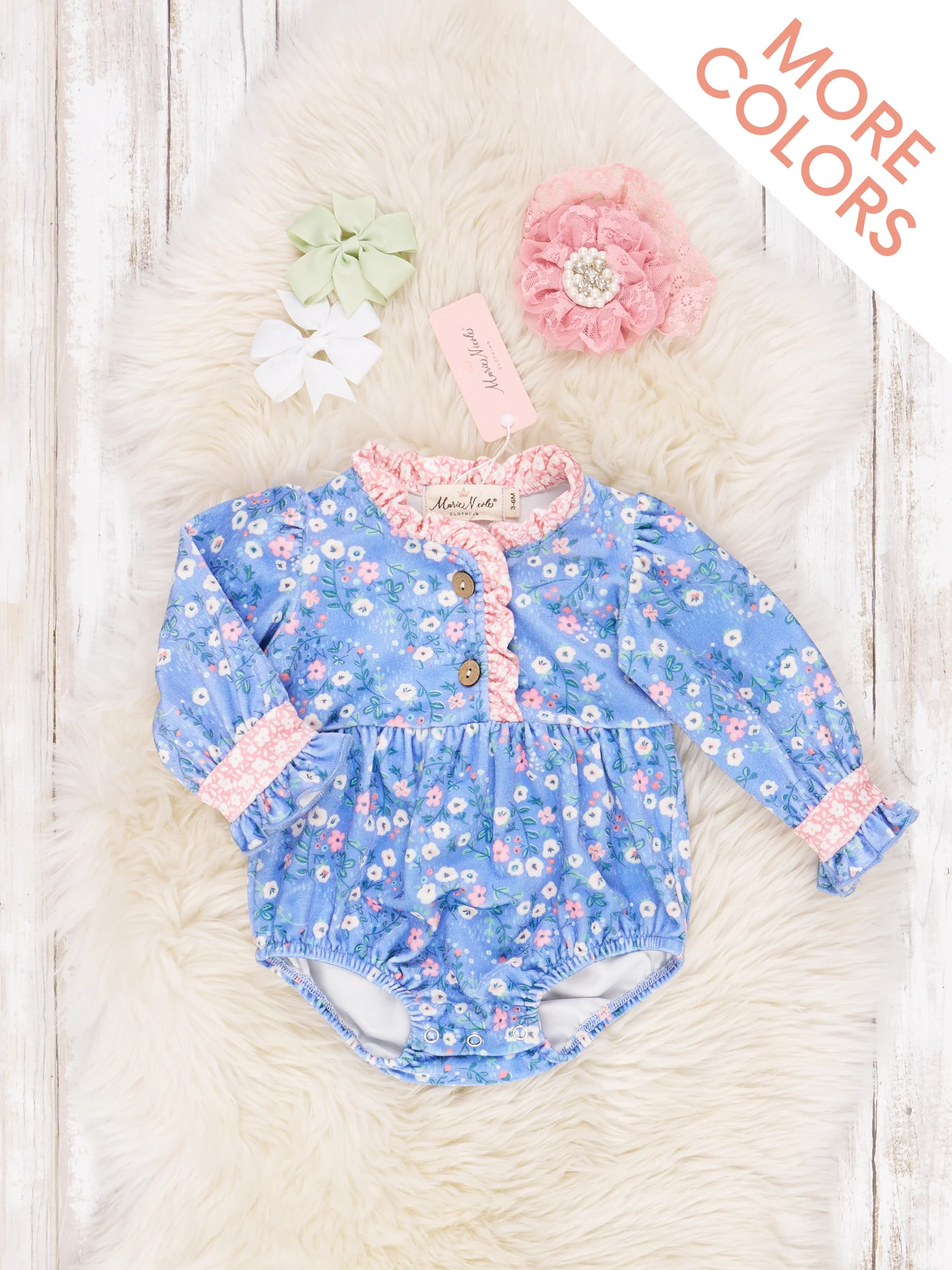 Velvet Blooming Ruffle Romper