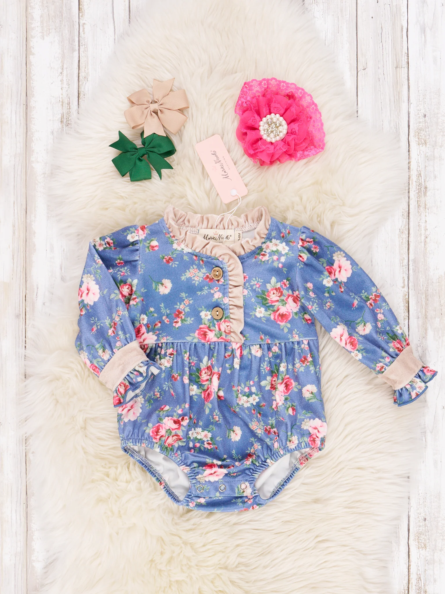 Velvet Blooming Ruffle Romper - Image 2