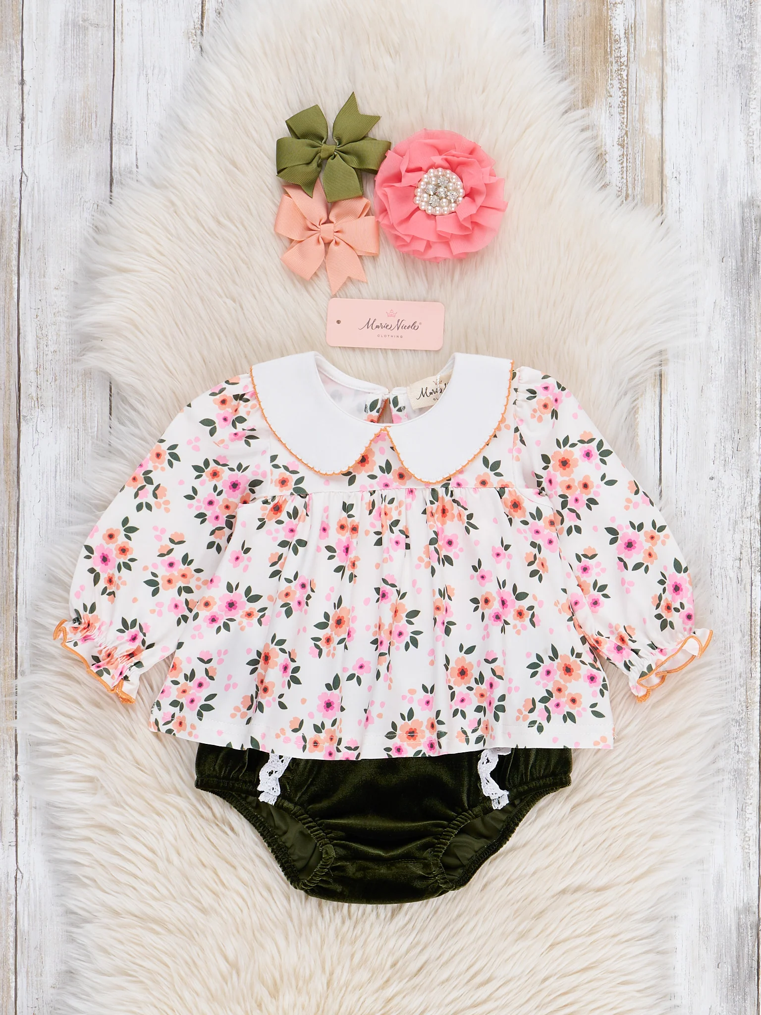 Velvet Blossom Floral Bloomers Outfit