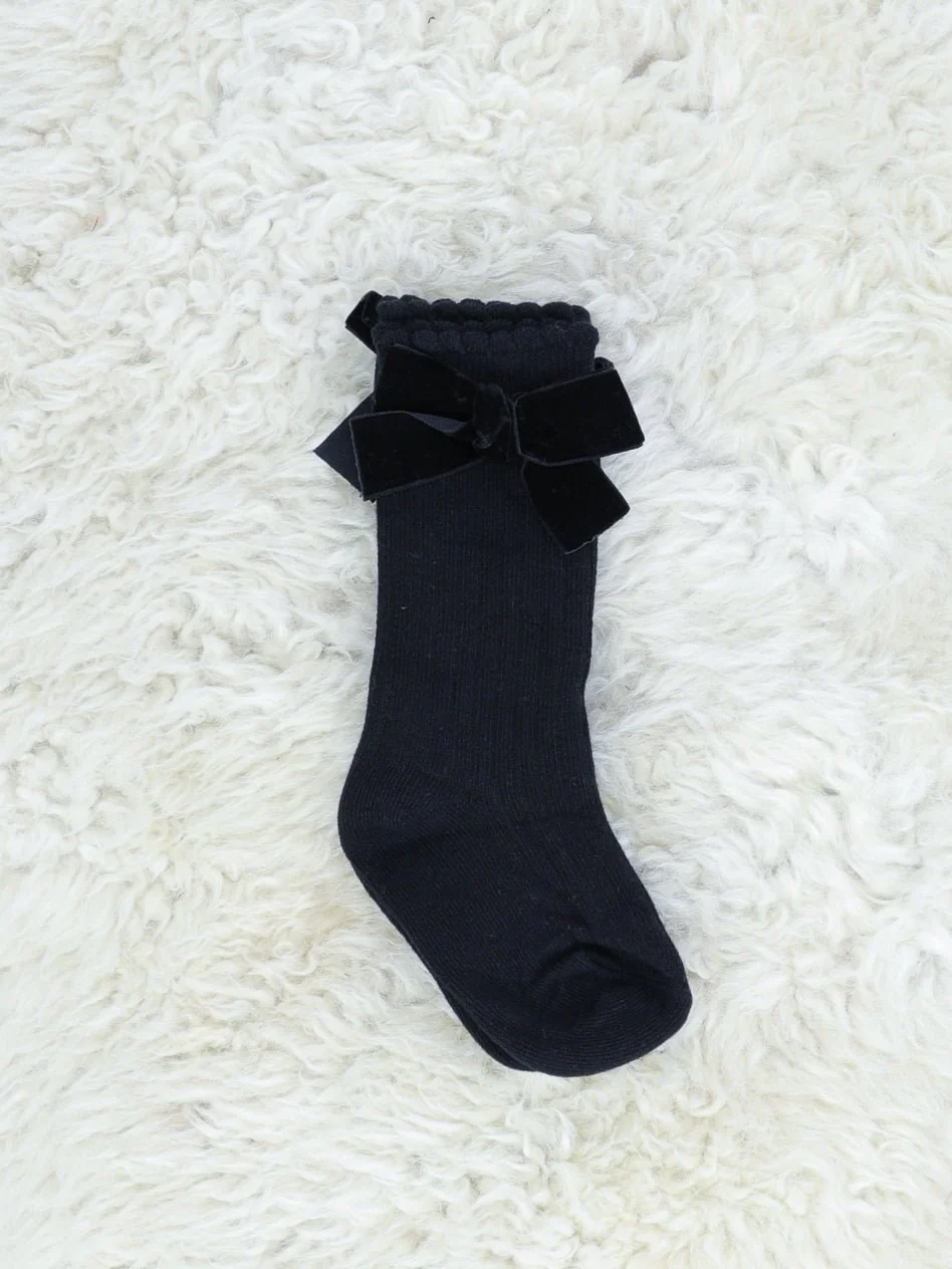 Velvet Bow Socks - 6 Colors Available - Image 80