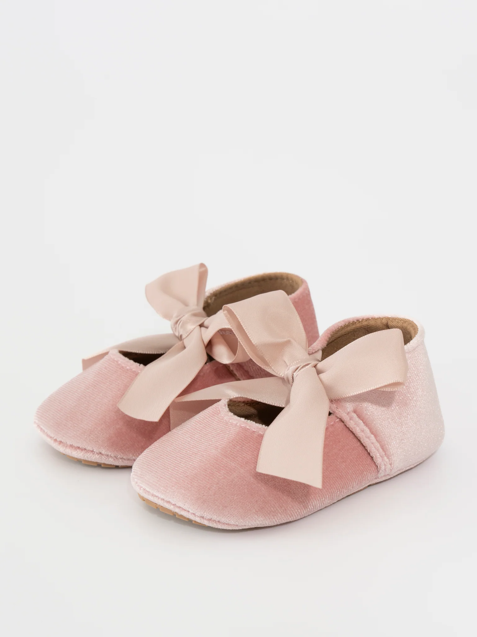 Velvet Ribbon Bow Baby Shoe Dusty Pink