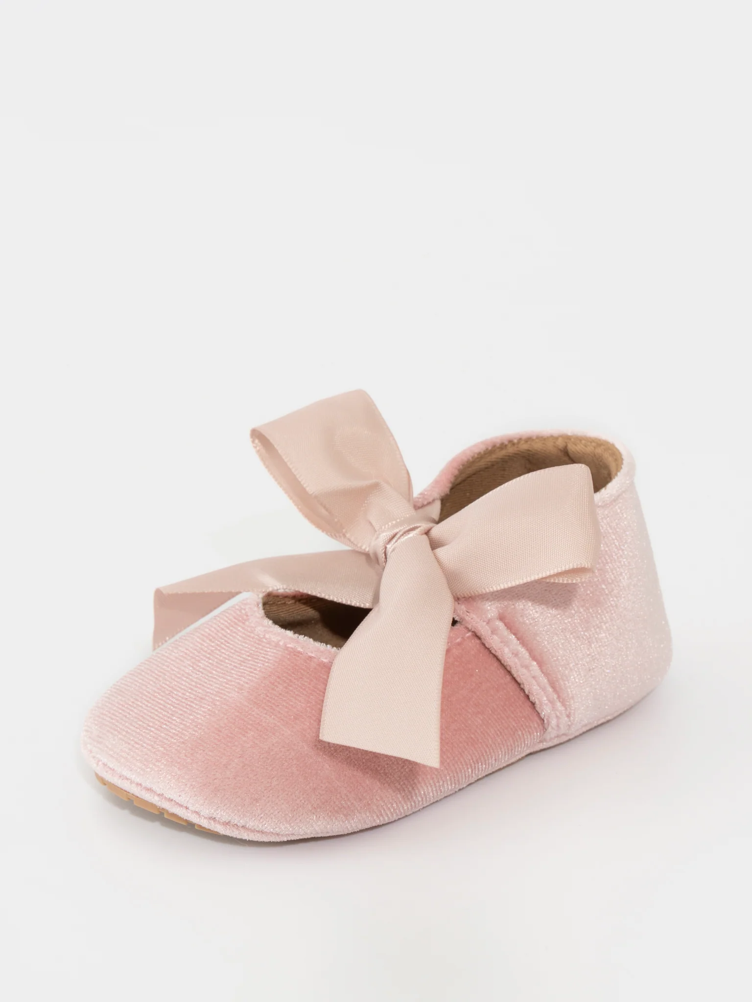 Velvet Ribbon Bow Baby Shoe Dusty Pink - Image 4