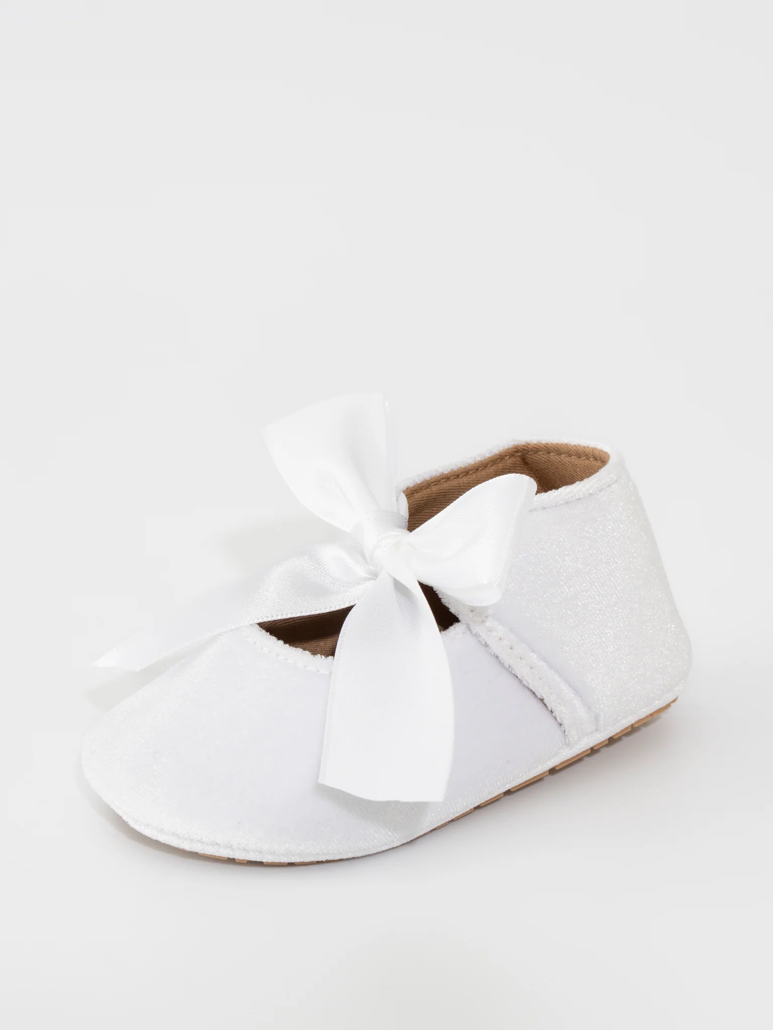Velvet Ribbon Bow Baby Shoe White - Image 4