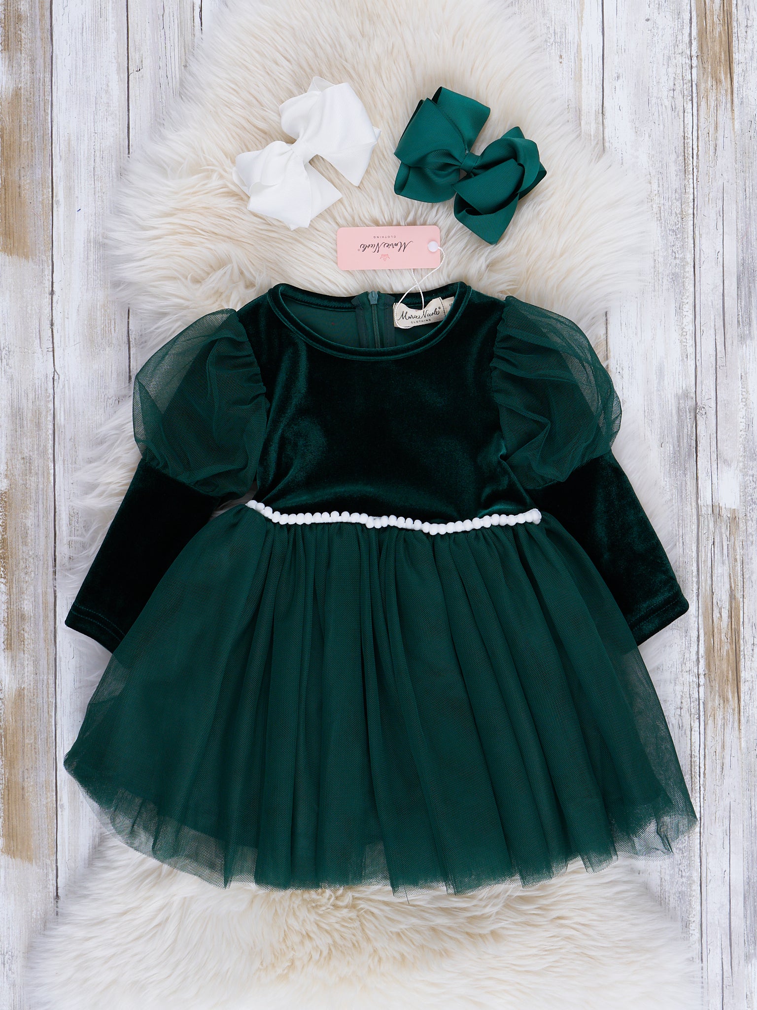 Velvet & Tulle Puff Sleeve Party Dress - Image 2