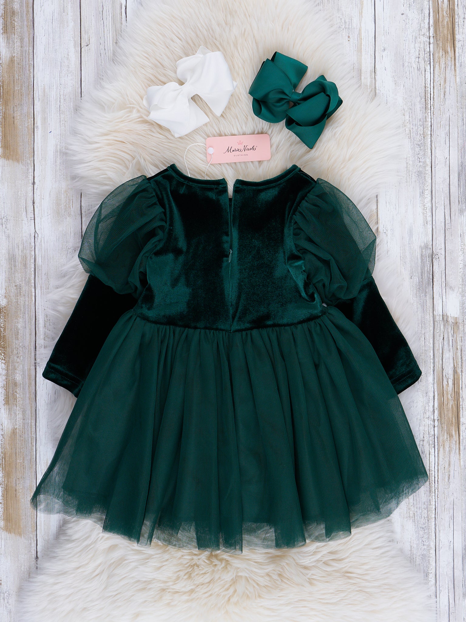 Velvet & Tulle Puff Sleeve Party Dress - Image 3