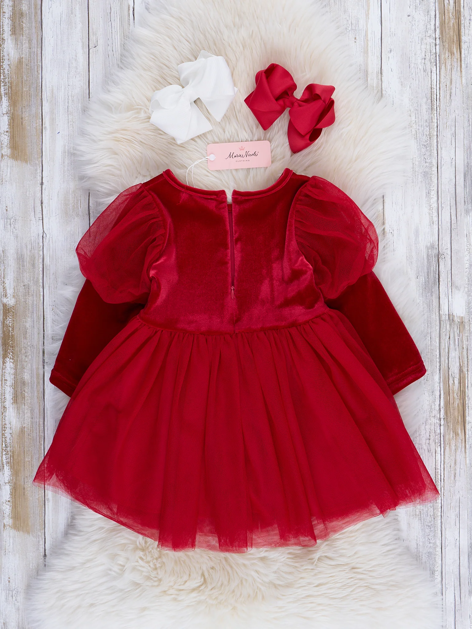 Velvet & Tulle Puff Sleeve Party Dress - Image 5