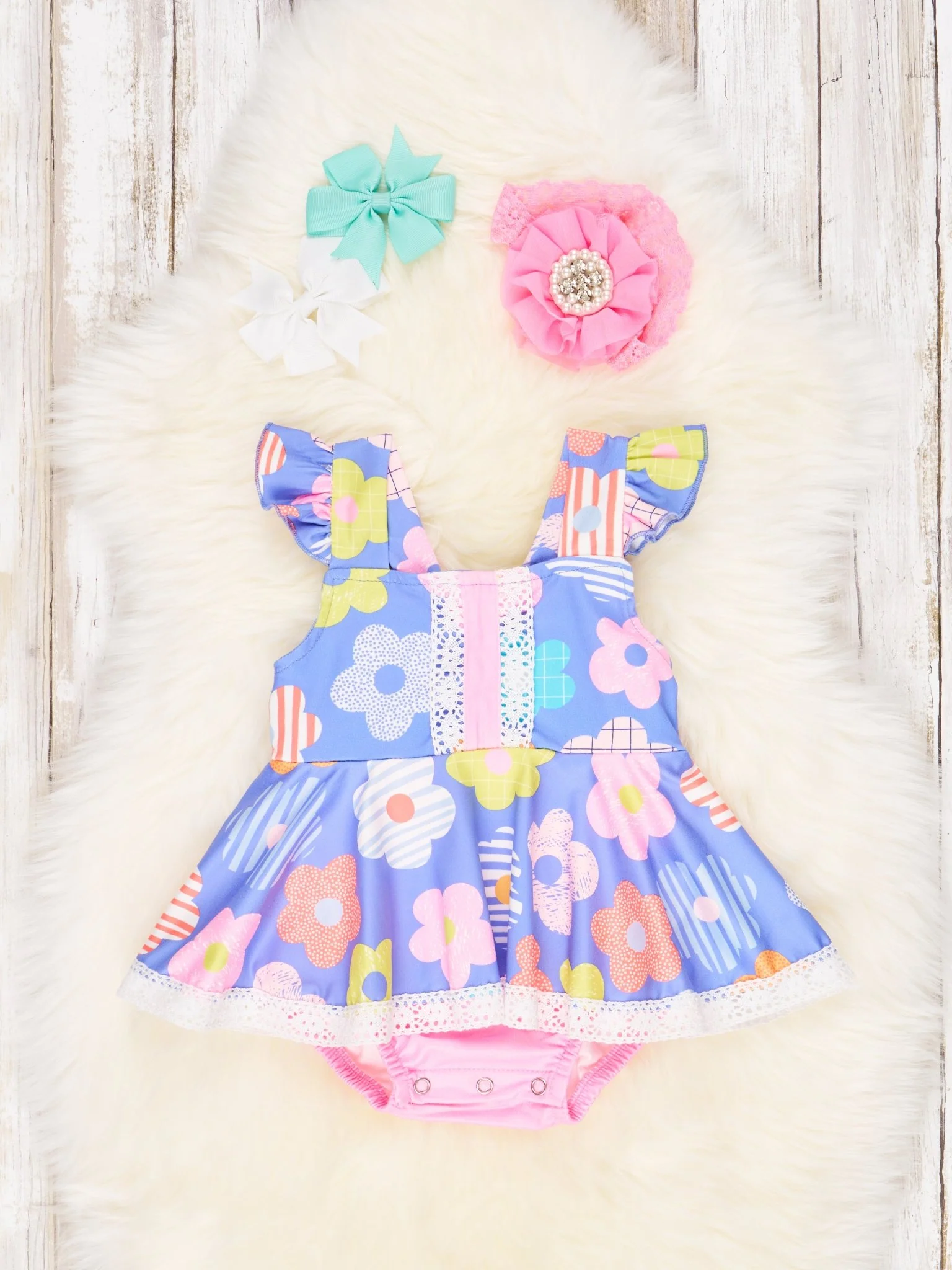 Vibrant Floral Ruffle Dressy Romper