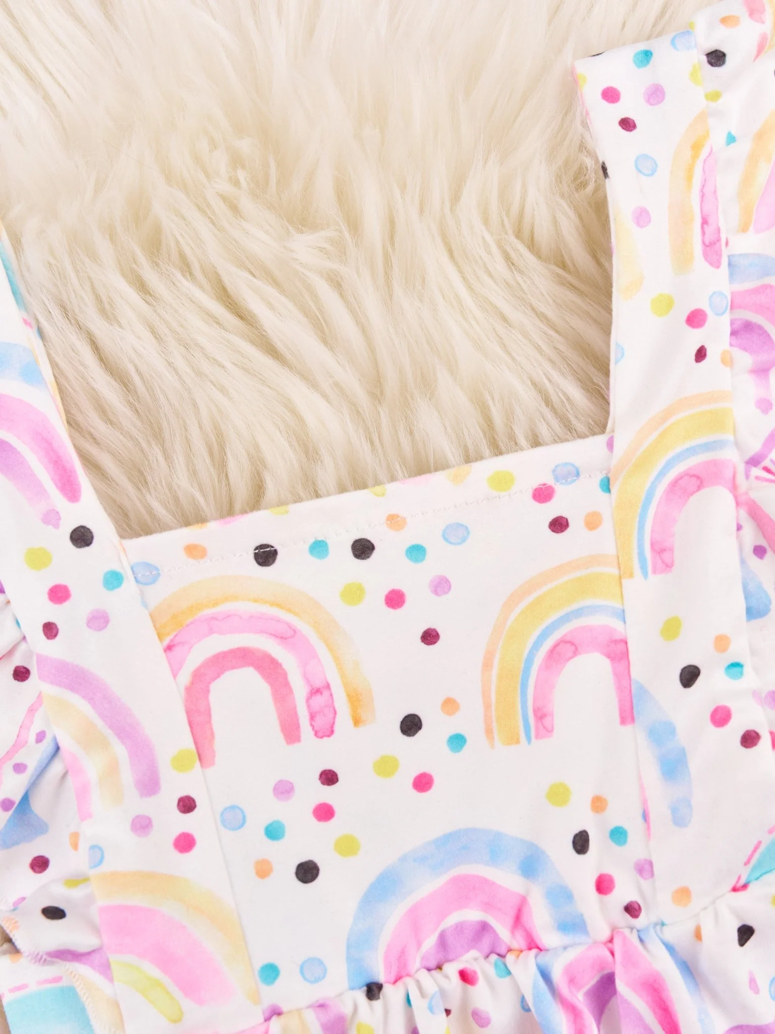 Vibrant Rainbow Ruffle Bubble Romper - Image 3